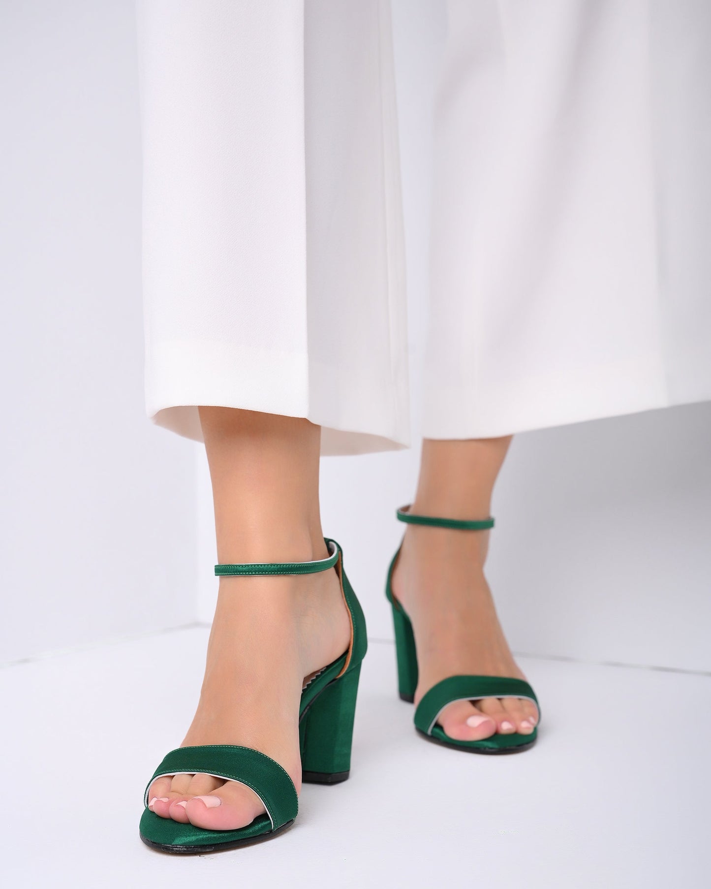 Green Satin Evening Shoes, Noelin - PinkyPromiseAccs