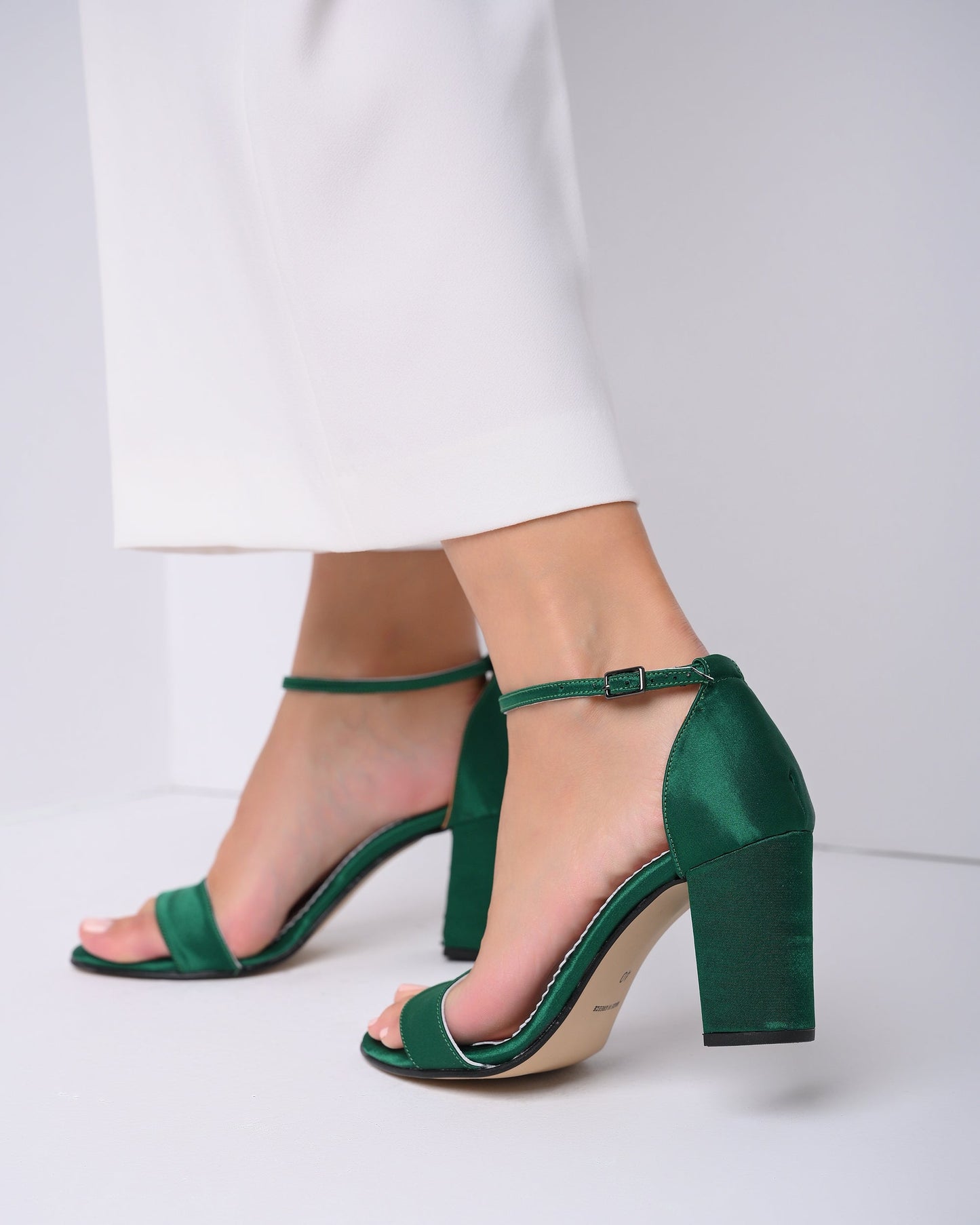 Green Satin Evening Shoes, Noelin - PinkyPromiseAccs