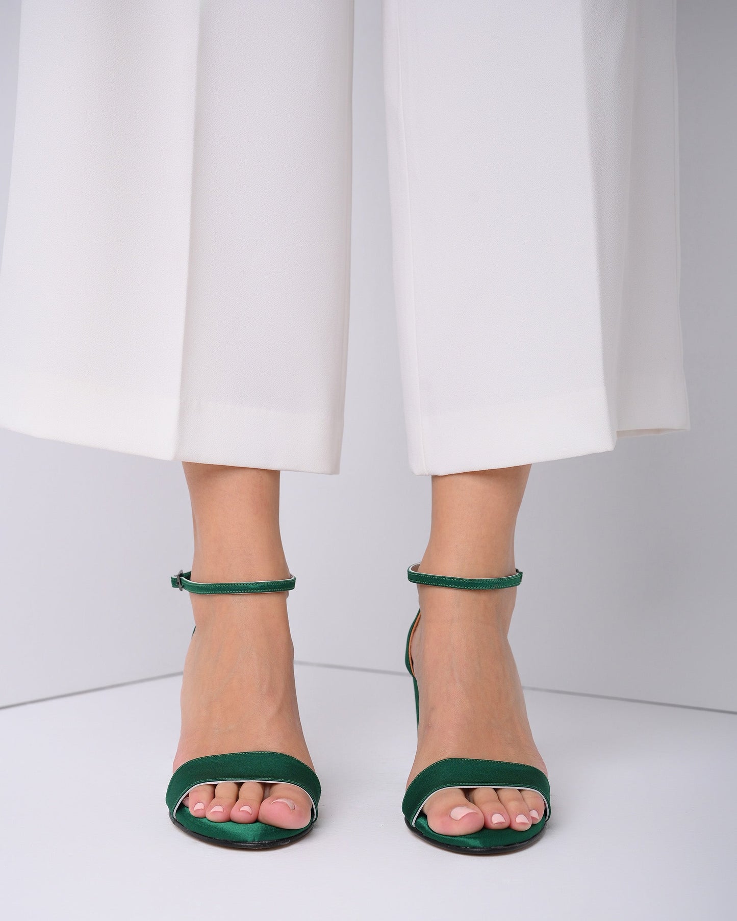 Green Satin Evening Shoes, Noelin - PinkyPromiseAccs