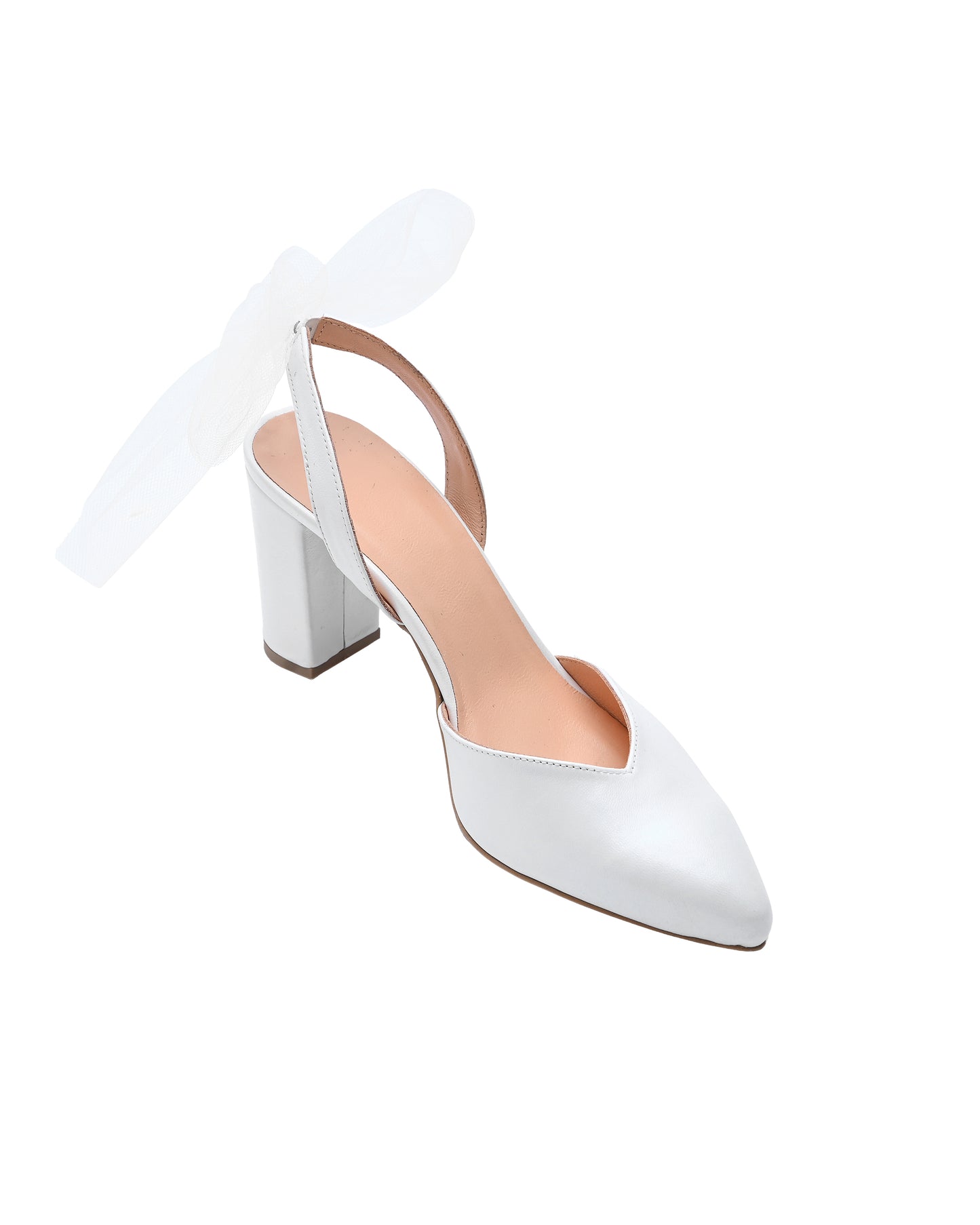 White Bow Wedding Shoes, Tulle Knot Charm - PinkyPromiseAccs