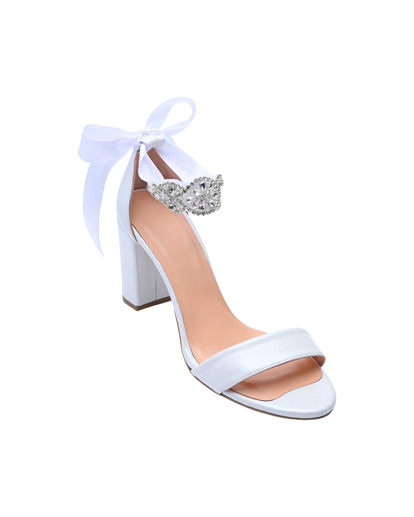White Wedding Shoes for Bride, Crystal Laced Enchatment - PinkyPromiseAccs
