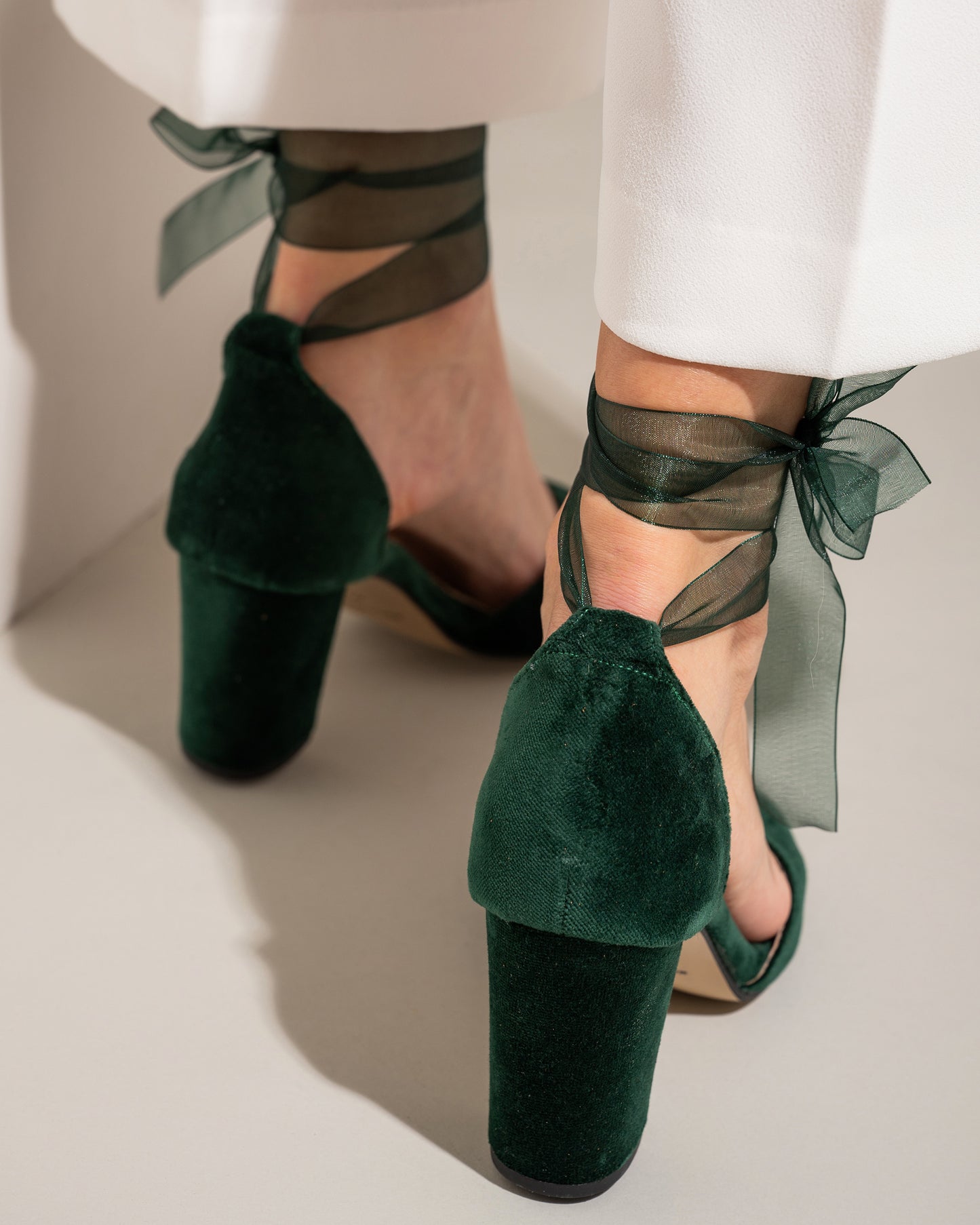 green velvet shoes