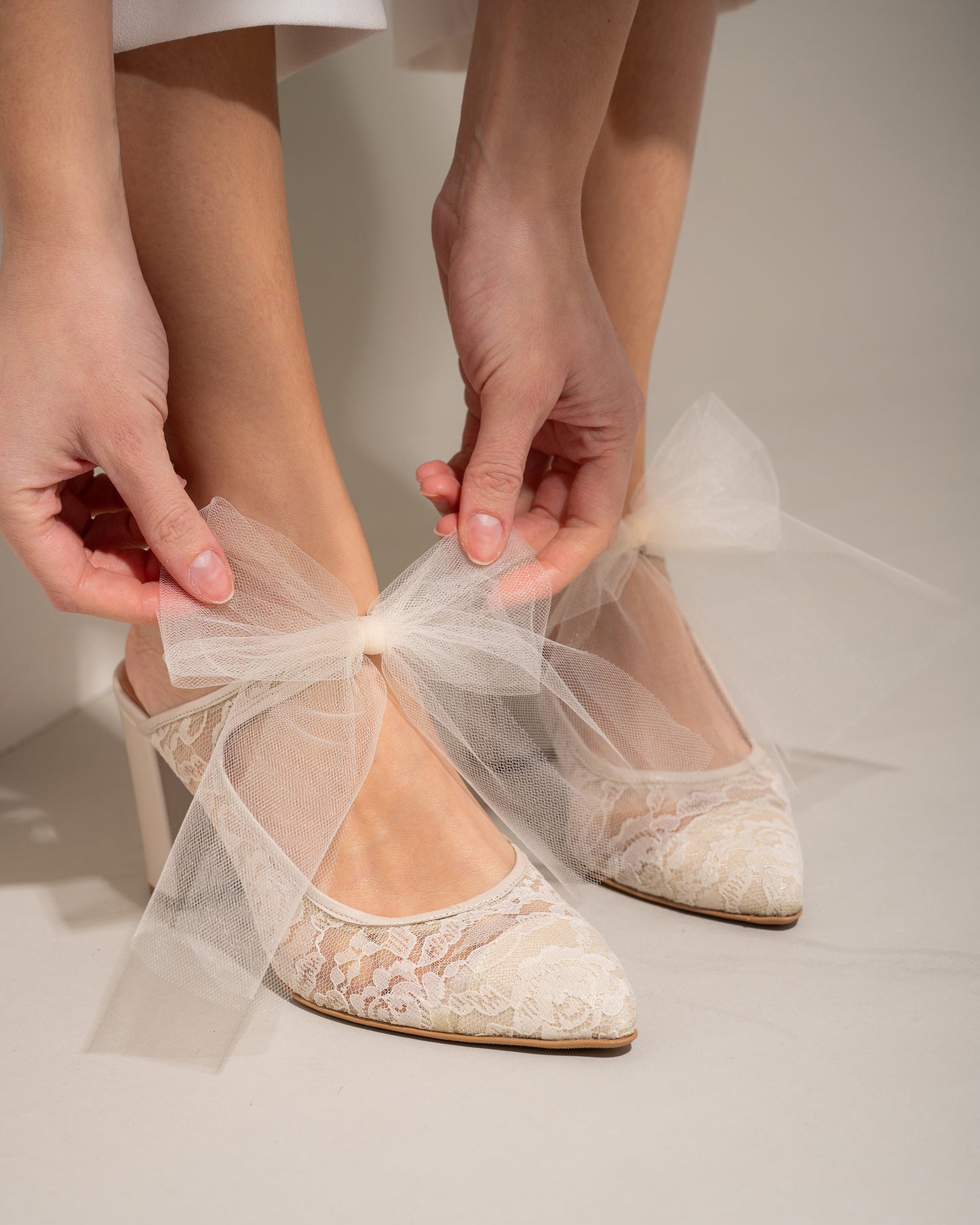 Ivory Wedding Heels, Lace Enigma - PinkyPromiseAccs