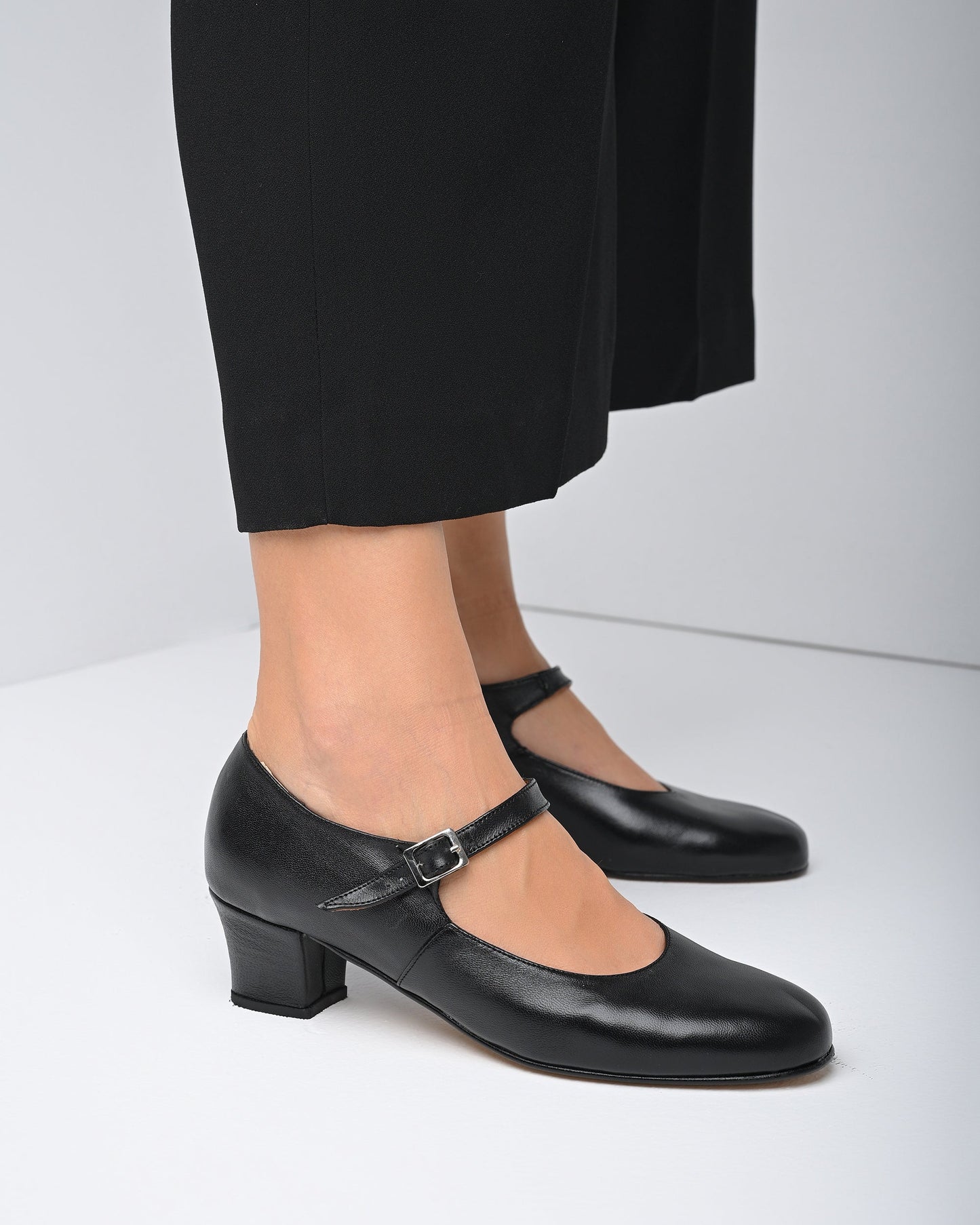 Black Leather Mary Jane Heels, Mary Jane - PinkyPromiseAccs