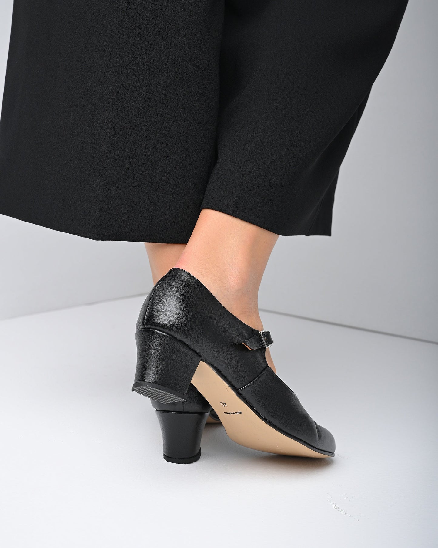 Black Leather Mary Jane Heels, Mary Jane - PinkyPromiseAccs
