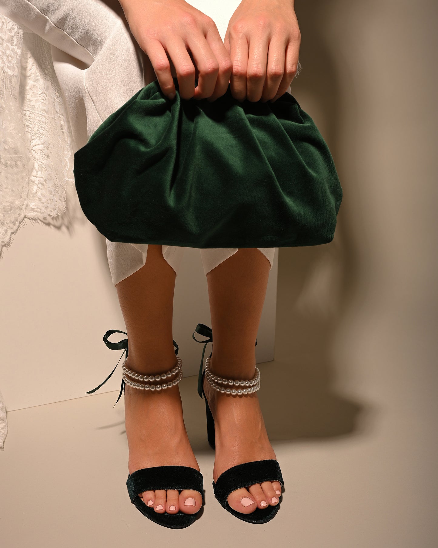 Green Bridal Wedding Purse, Velvet Clutch - PinkyPromiseAccs