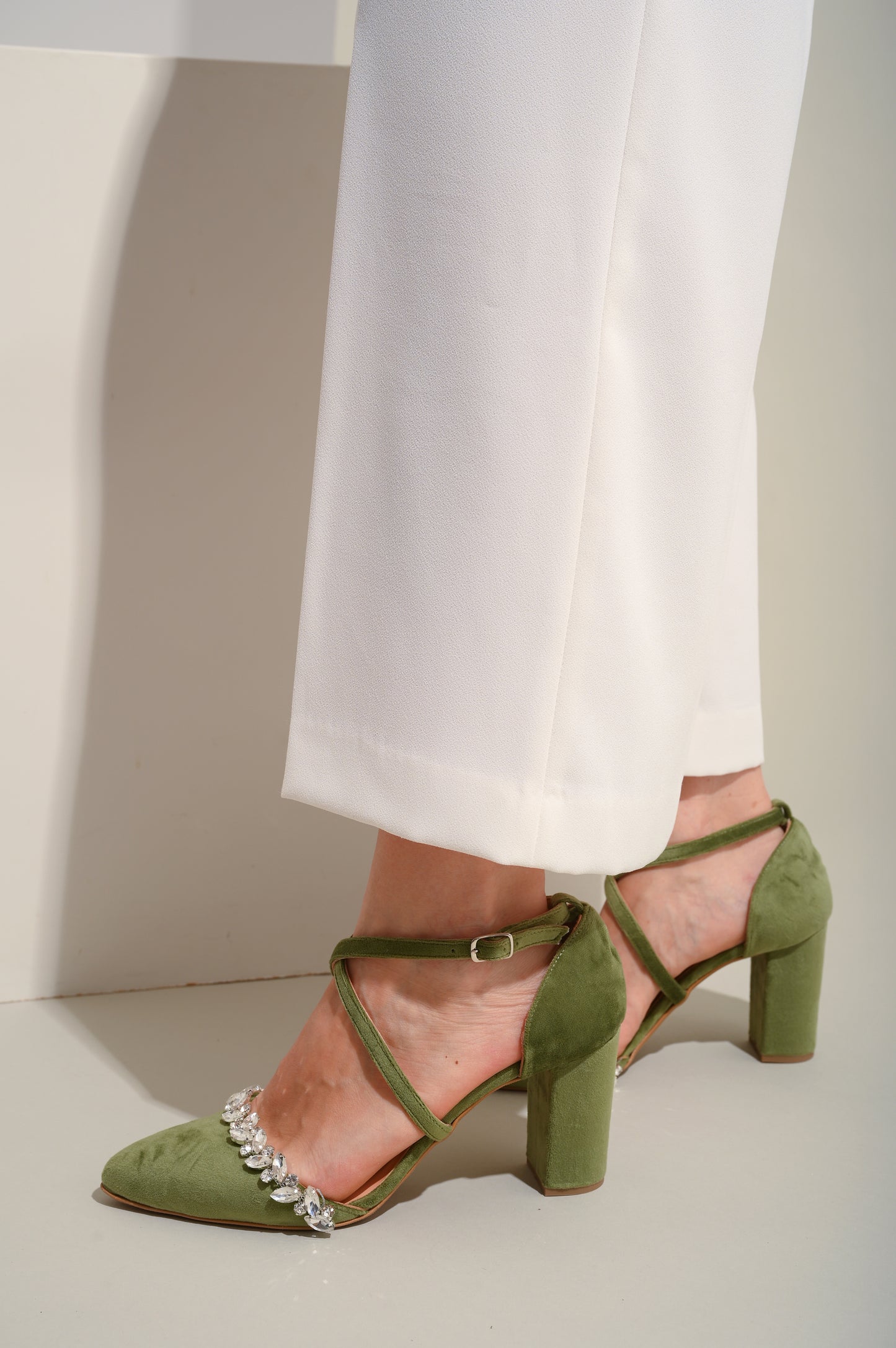 Sage Green Bridal Shoes, Olive Sparkle - PinkyPromiseAccs