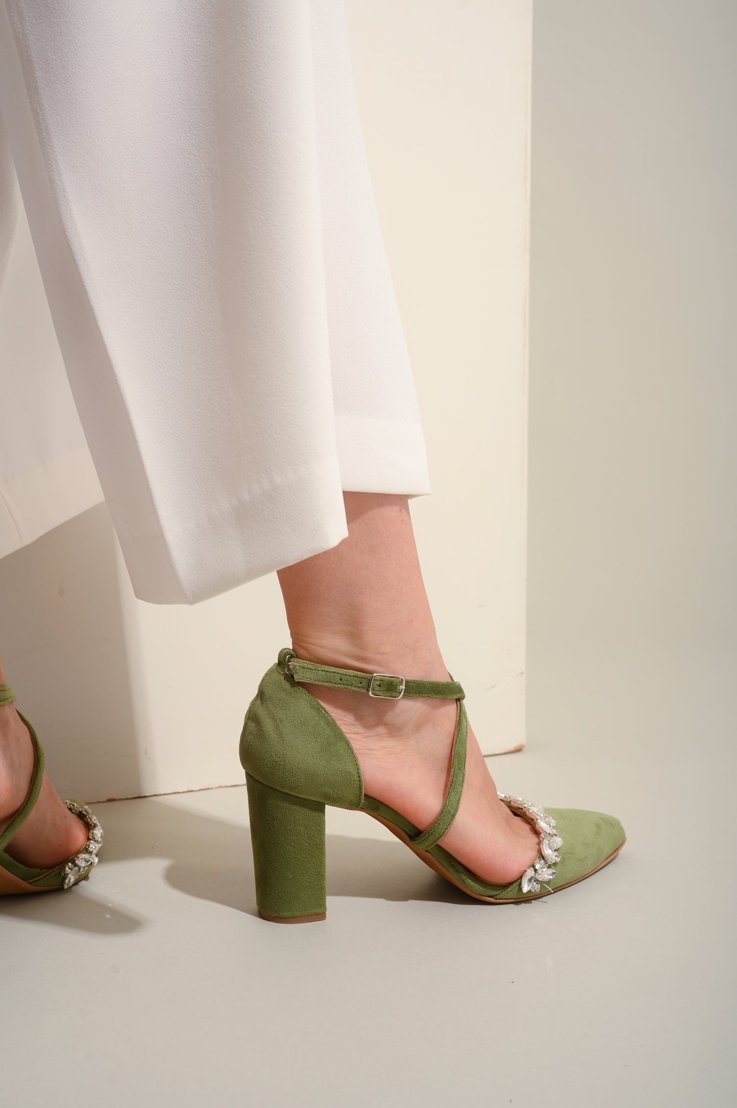 Sage Green Bridal Shoes, Olive Sparkle - PinkyPromiseAccs