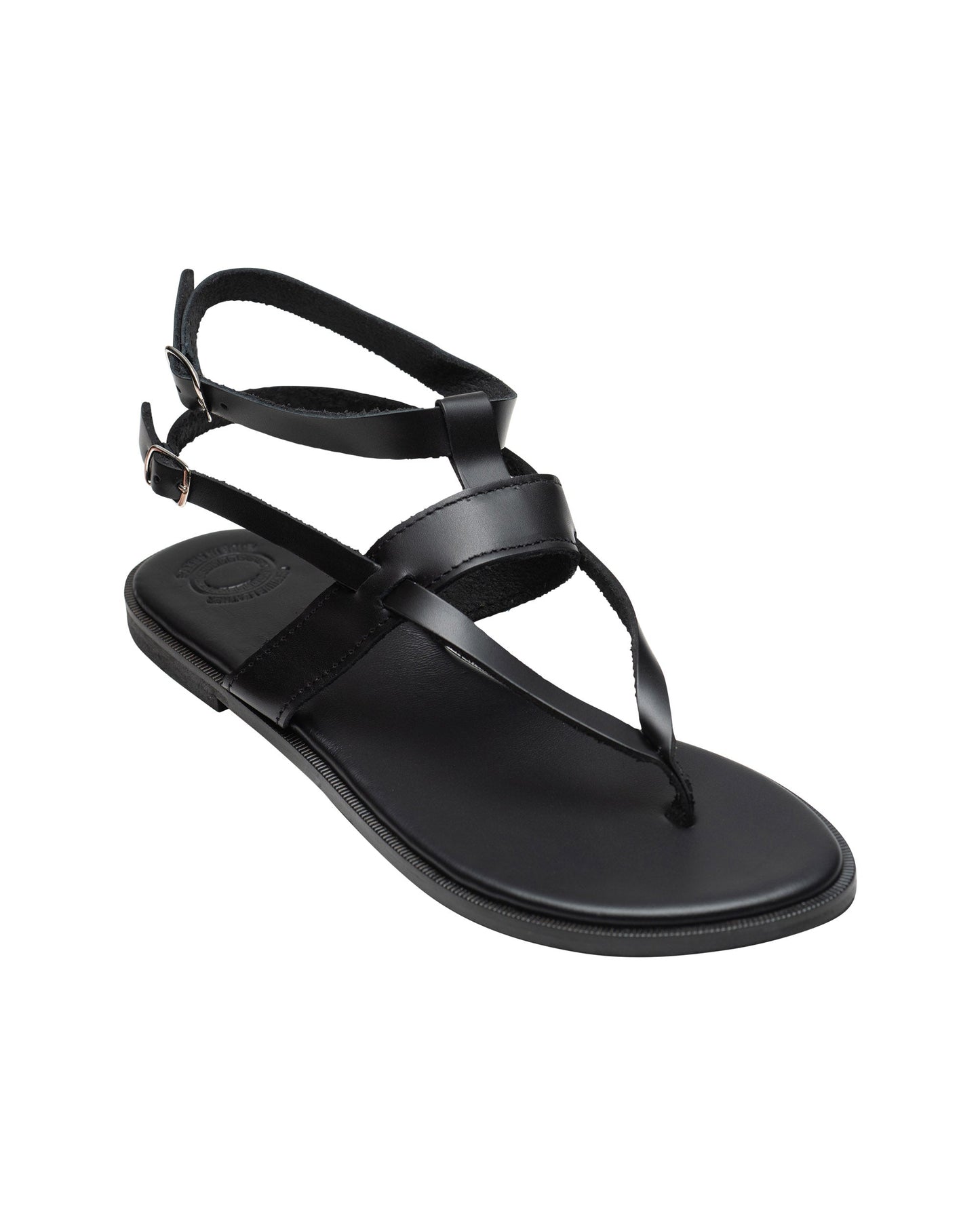 Black Women Leather Sandals, Polyxena - PinkyPromiseAccs