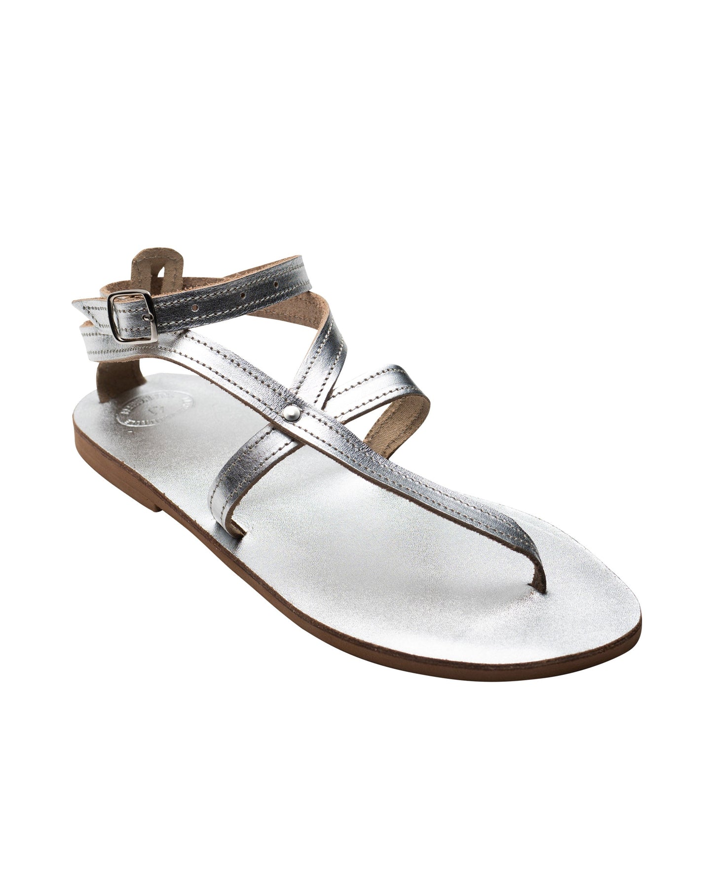 Silver Leather Sandals, Eva - PinkyPromiseAccs