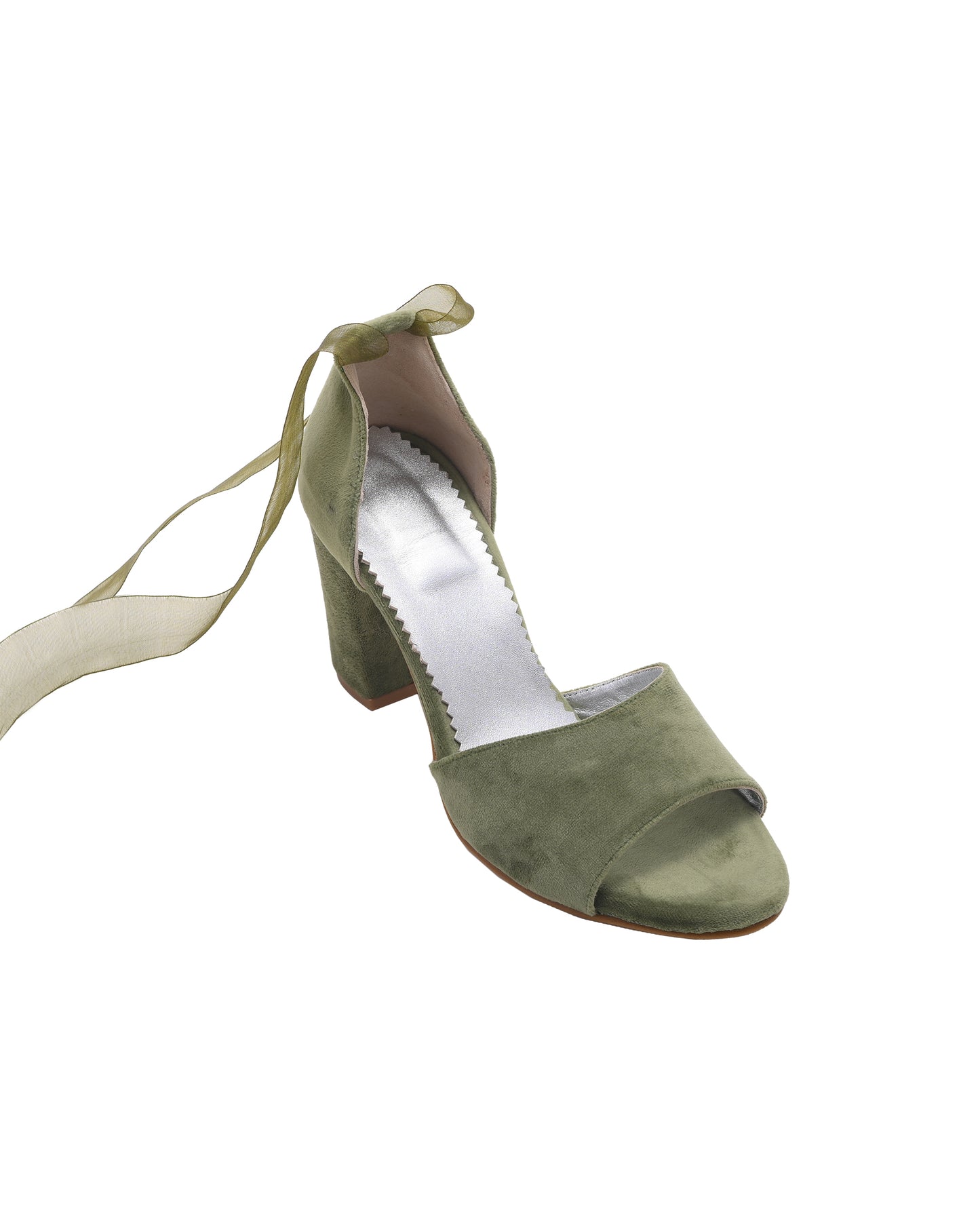 Sage Green Wedding Shoes, Bow Velvet Bride - PinkyPromiseAccs
