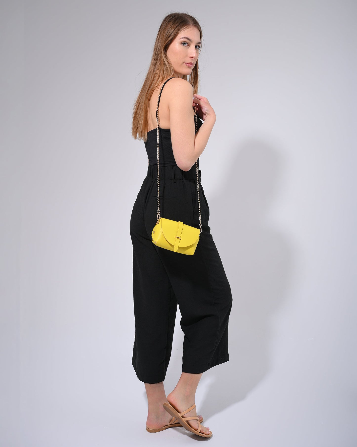 Small Yellow Leather Women Crossbody Bag, Ariel - PinkyPromiseAccs