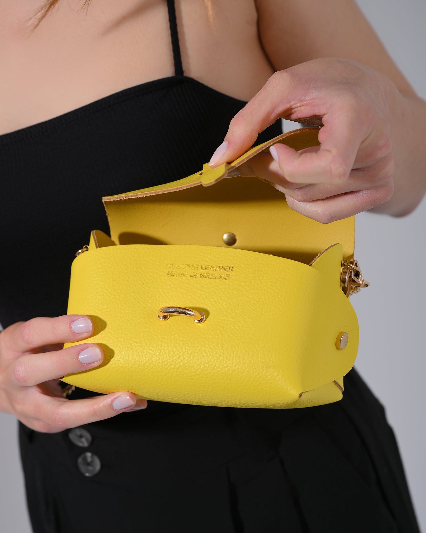 Small Yellow Leather Women Crossbody Bag, Ariel - PinkyPromiseAccs