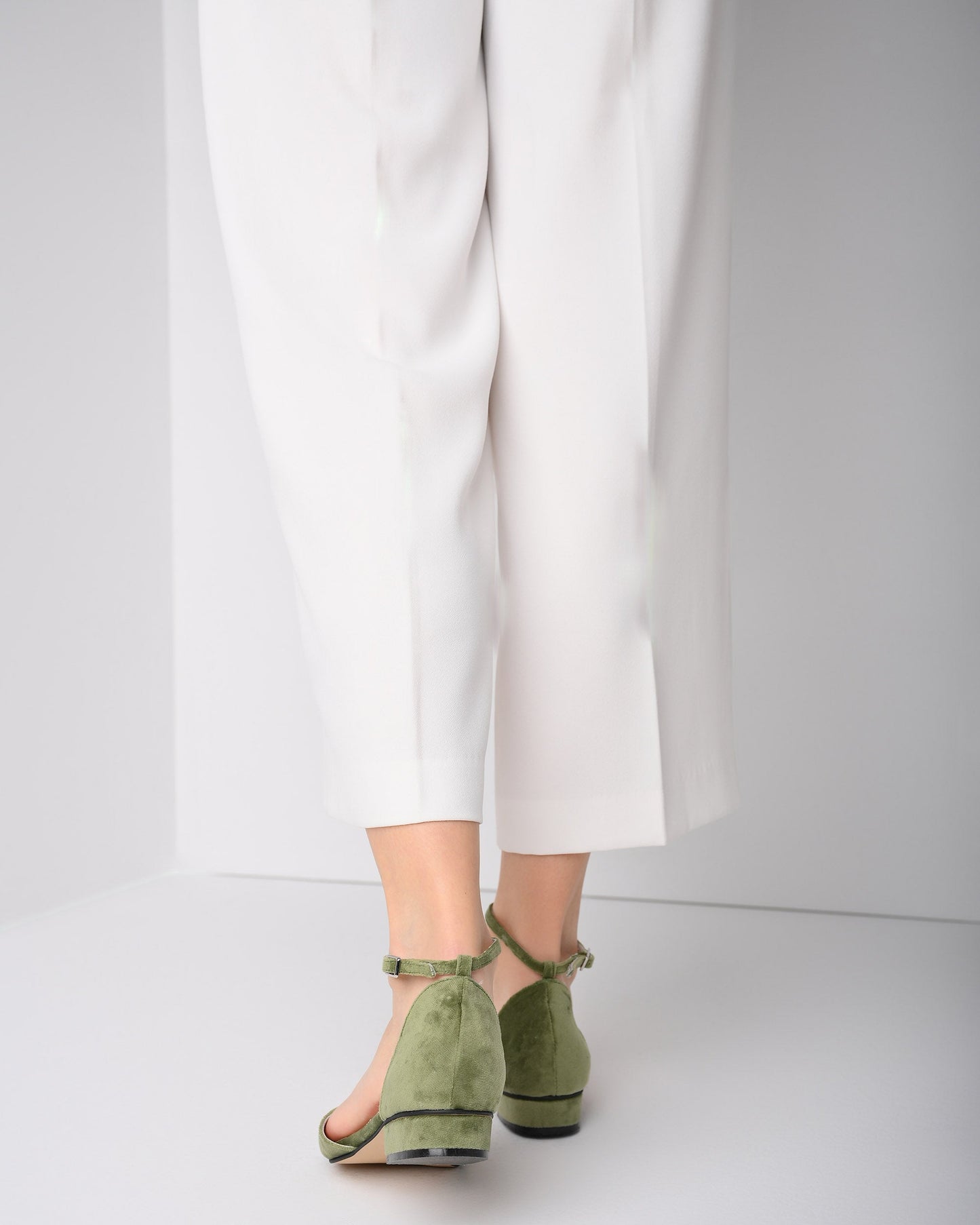 Sage Green Velvet Women Flats, Velvetina - PinkyPromiseAccs