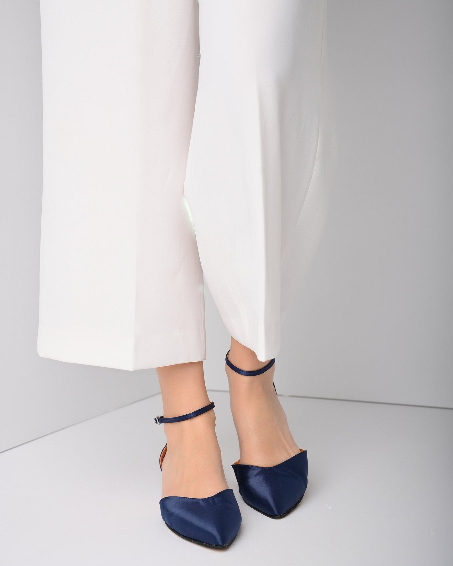 Handmade Blue Satin Women's Flat, Scarletin - PinkyPromiseAccs