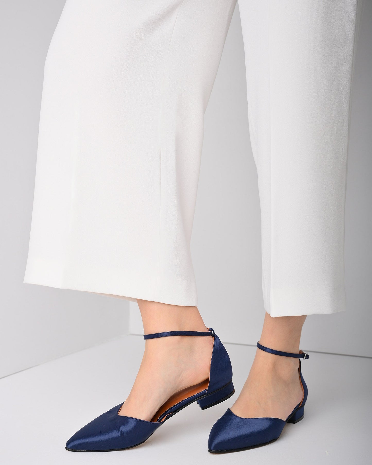 Handmade Blue Satin Women's Flat, Scarletin - PinkyPromiseAccs