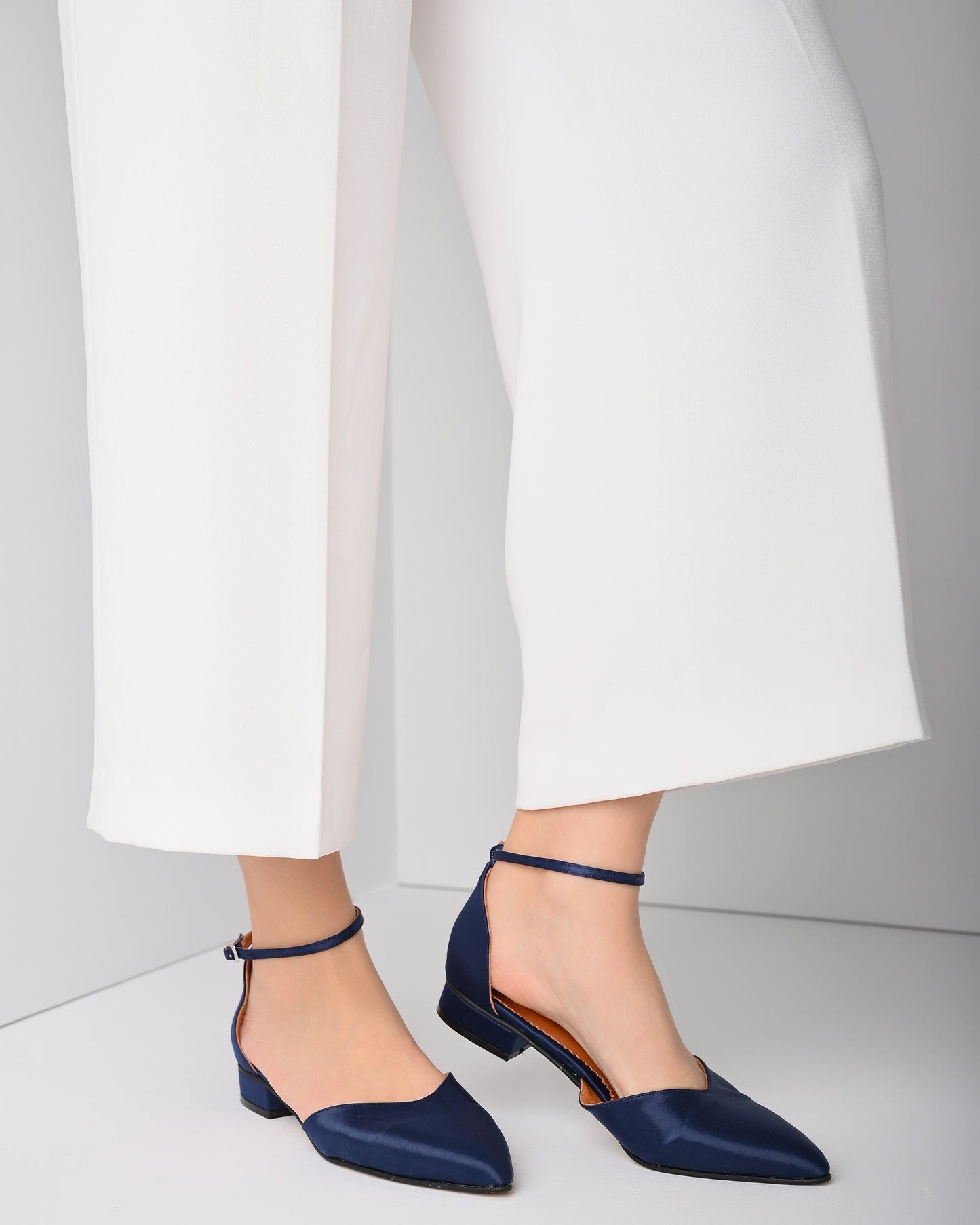 Handmade Blue Satin Women's Flat, Scarletin - PinkyPromiseAccs