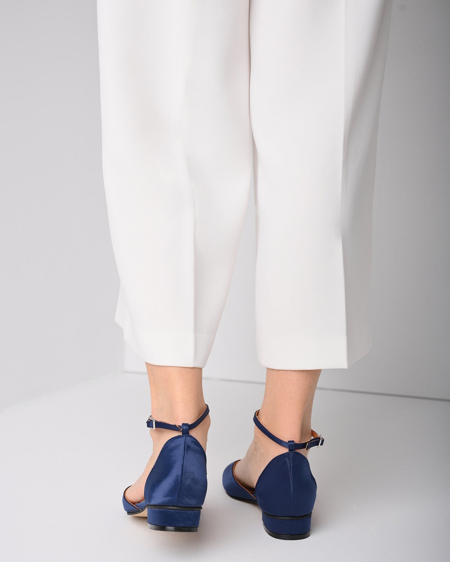 Handmade Blue Satin Women's Flat, Scarletin - PinkyPromiseAccs