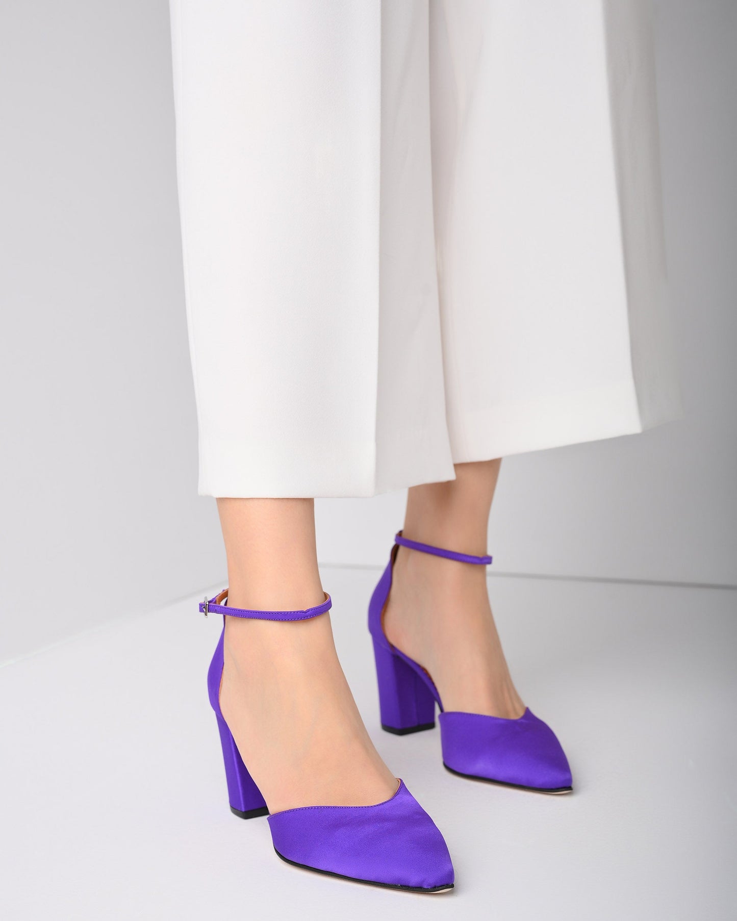 Purple Satin Women Heels, Josephine - PinkyPromiseAccs