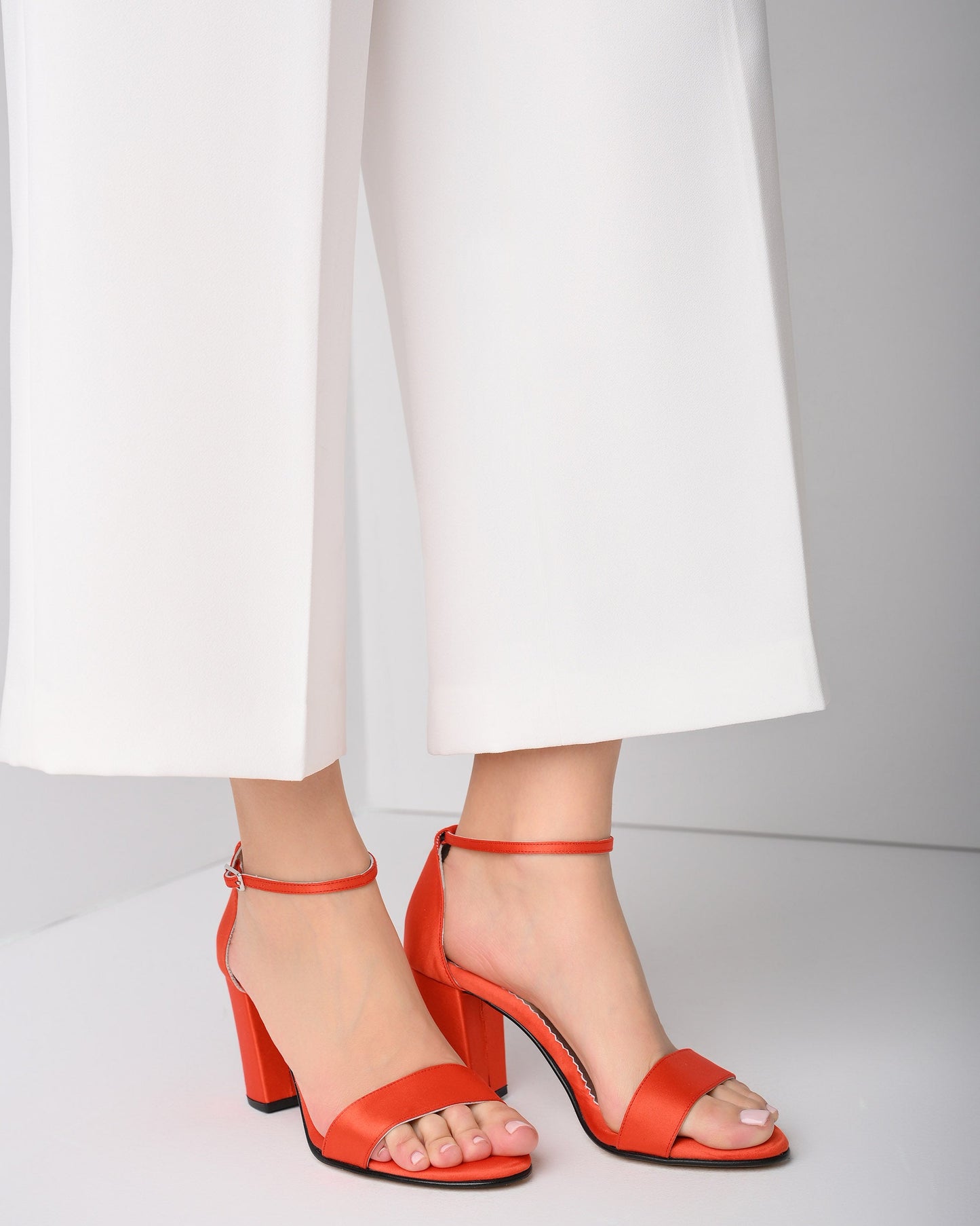 Orange Satin Women's Heels, Noelin - PinkyPromiseAccs