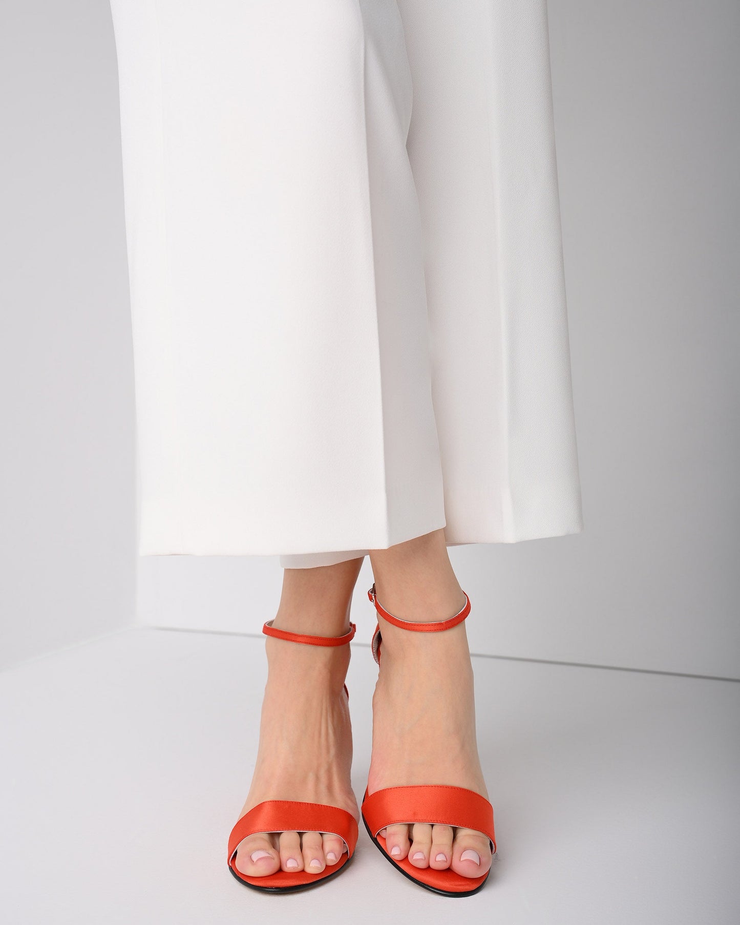 Orange Satin Women's Heels, Noelin - PinkyPromiseAccs