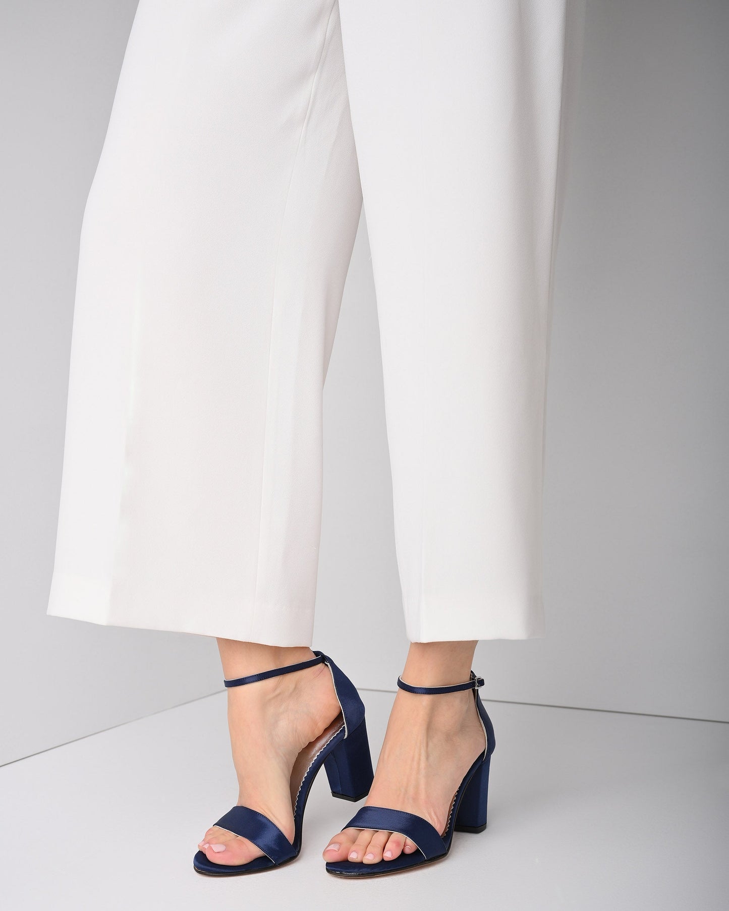Navy Satin Evening Shoes, Noelin - PinkyPromiseAccs