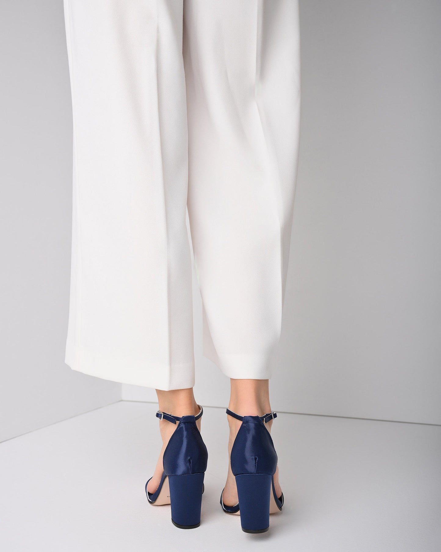 Navy Satin Evening Shoes, Noelin - PinkyPromiseAccs