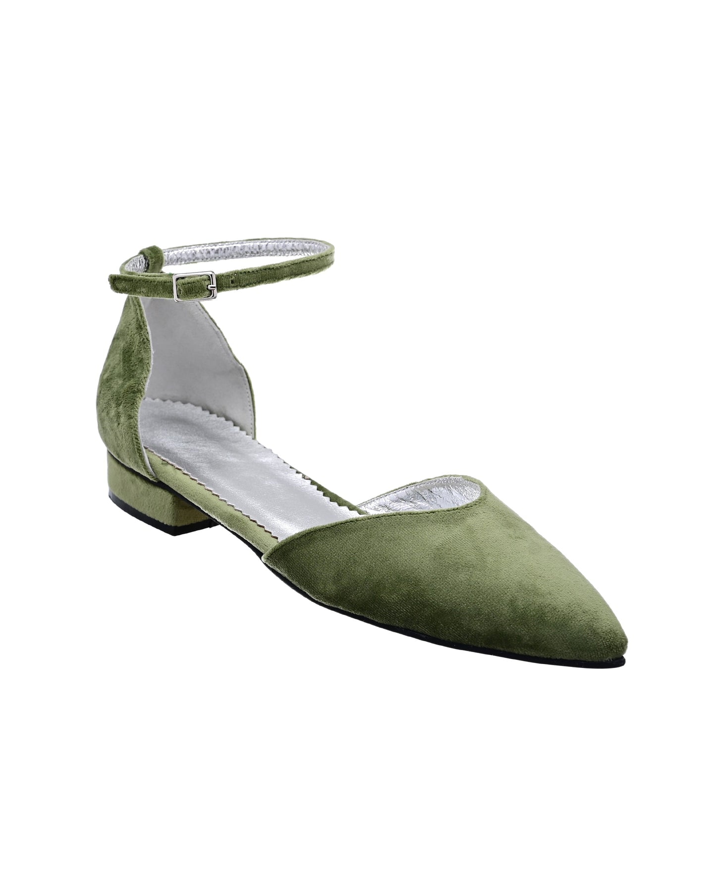 Sage Green Velvet Women Flats, Velvetina - PinkyPromiseAccs