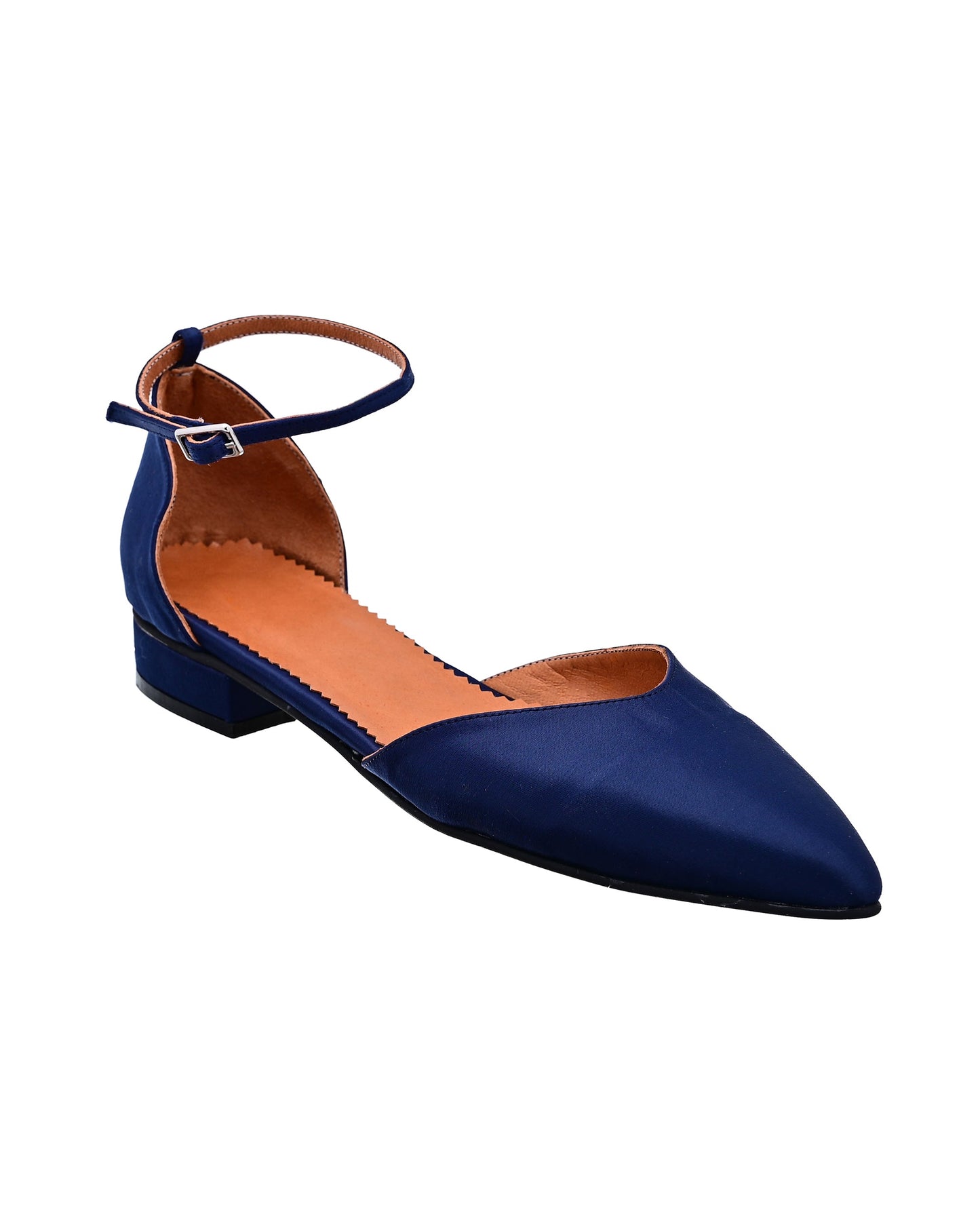 Handmade Blue Satin Women's Flat, Scarletin - PinkyPromiseAccs