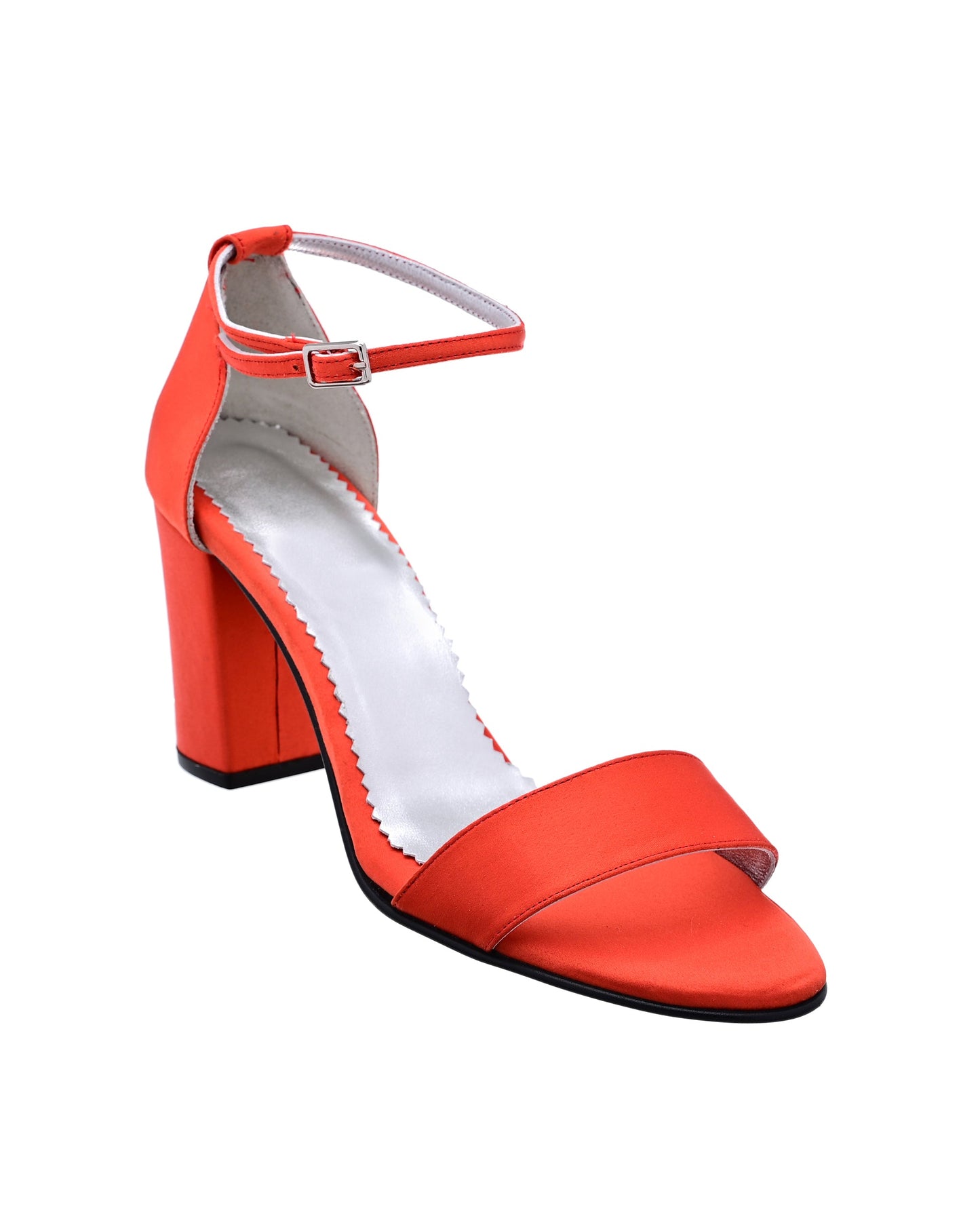 Orange Satin Women's Heels, Noelin - PinkyPromiseAccs