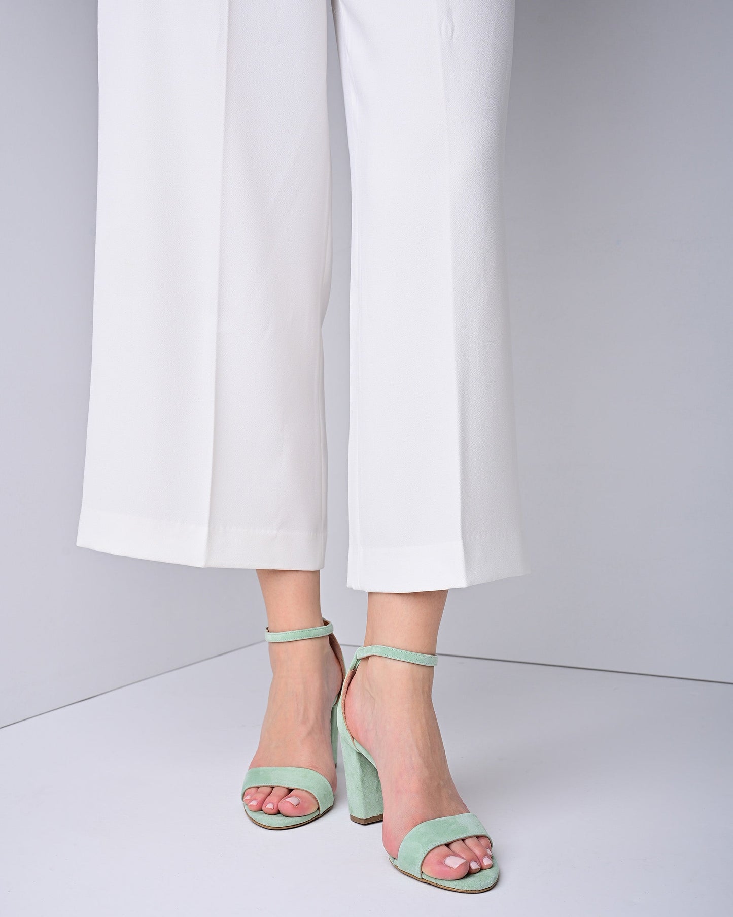 Mint Suede Women Heels, Aurelia - PinkyPromiseAccs