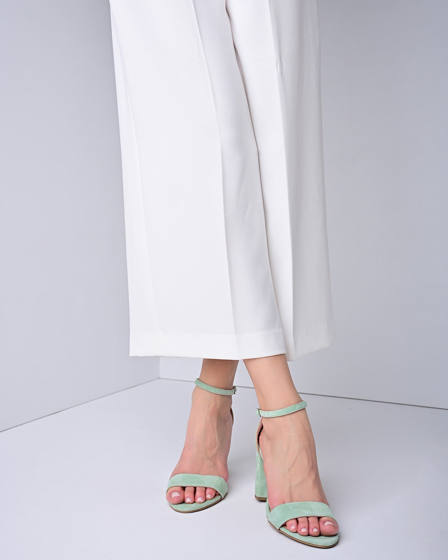 Mint Suede Women Heels, Aurelia - PinkyPromiseAccs