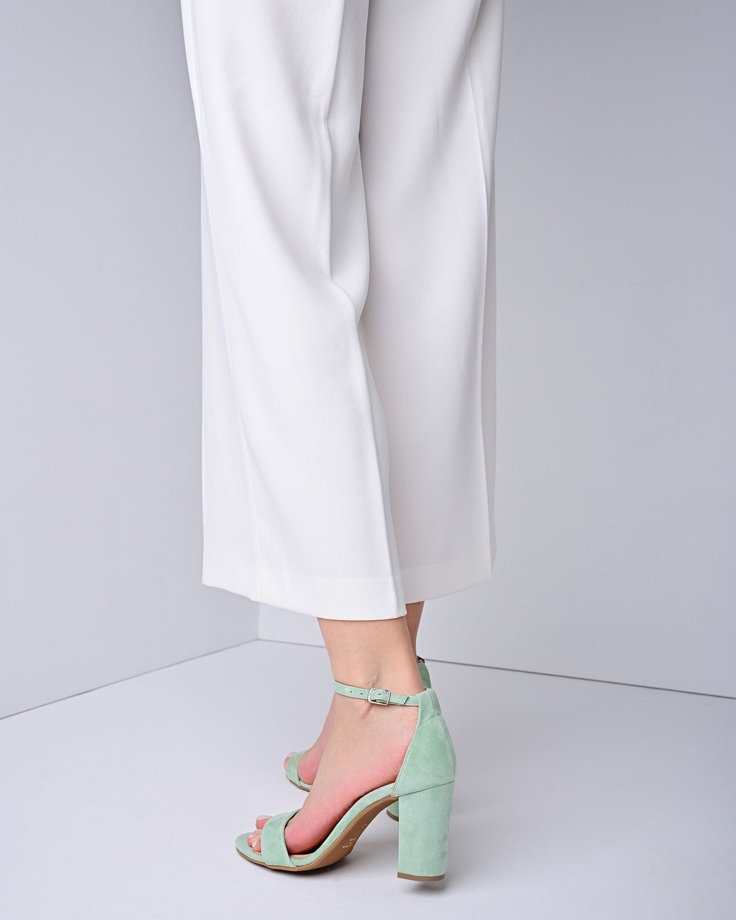 Mint Suede Women Heels, Aurelia - PinkyPromiseAccs