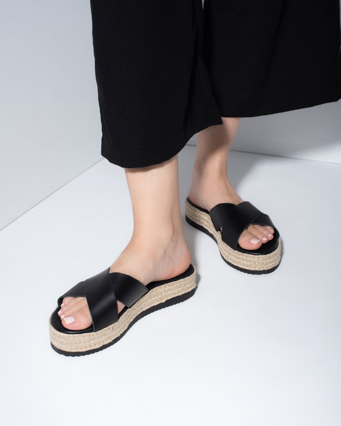 Leather Black Sandals, Samantha - PinkyPromiseAccs