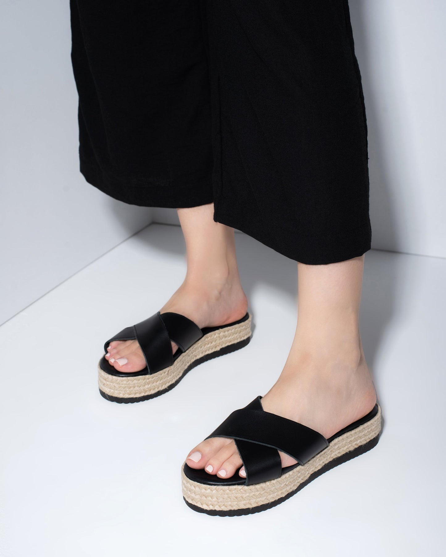 Leather Black Sandals, Samantha - PinkyPromiseAccs