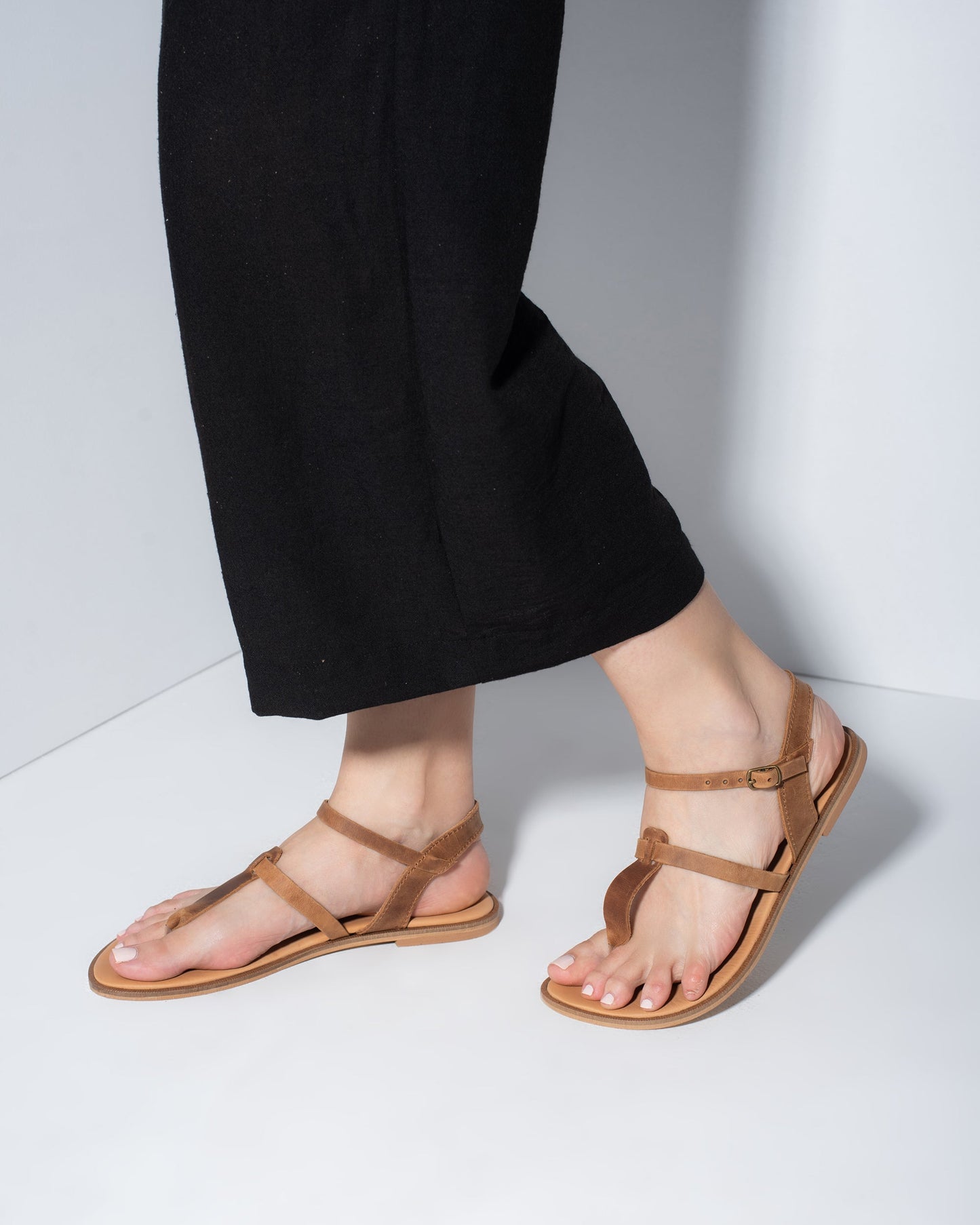 Brown Leather Sandals, Ella - PinkyPromiseAccs