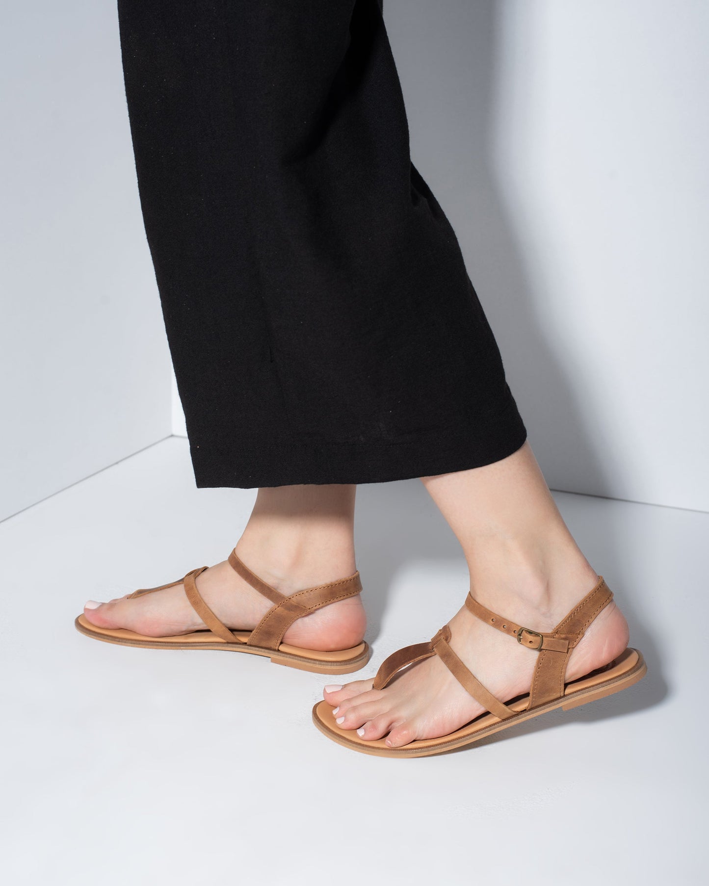 Brown Leather Sandals, Ella - PinkyPromiseAccs