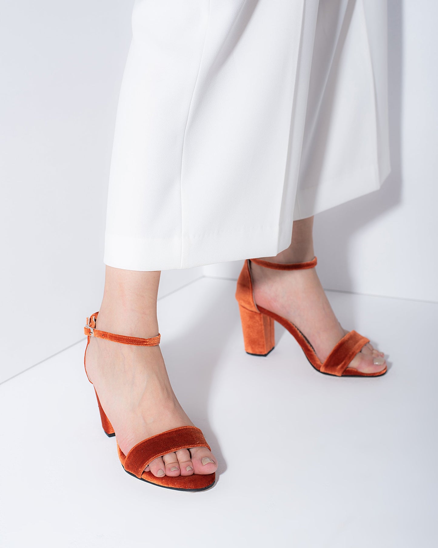 velvet wedding block heels