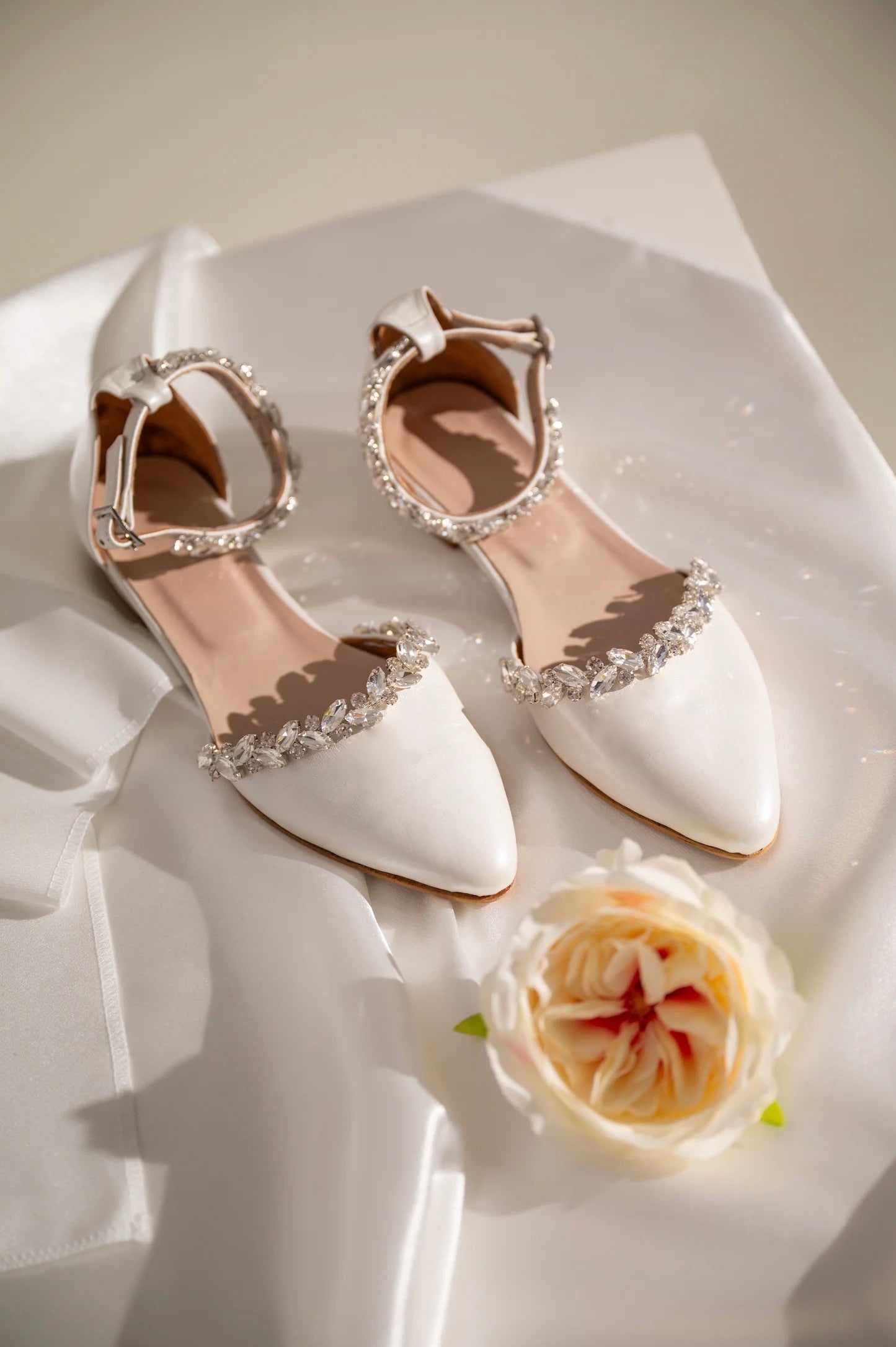 White Wedding Flats, Forever Yours Flats - PinkyPromiseAccs