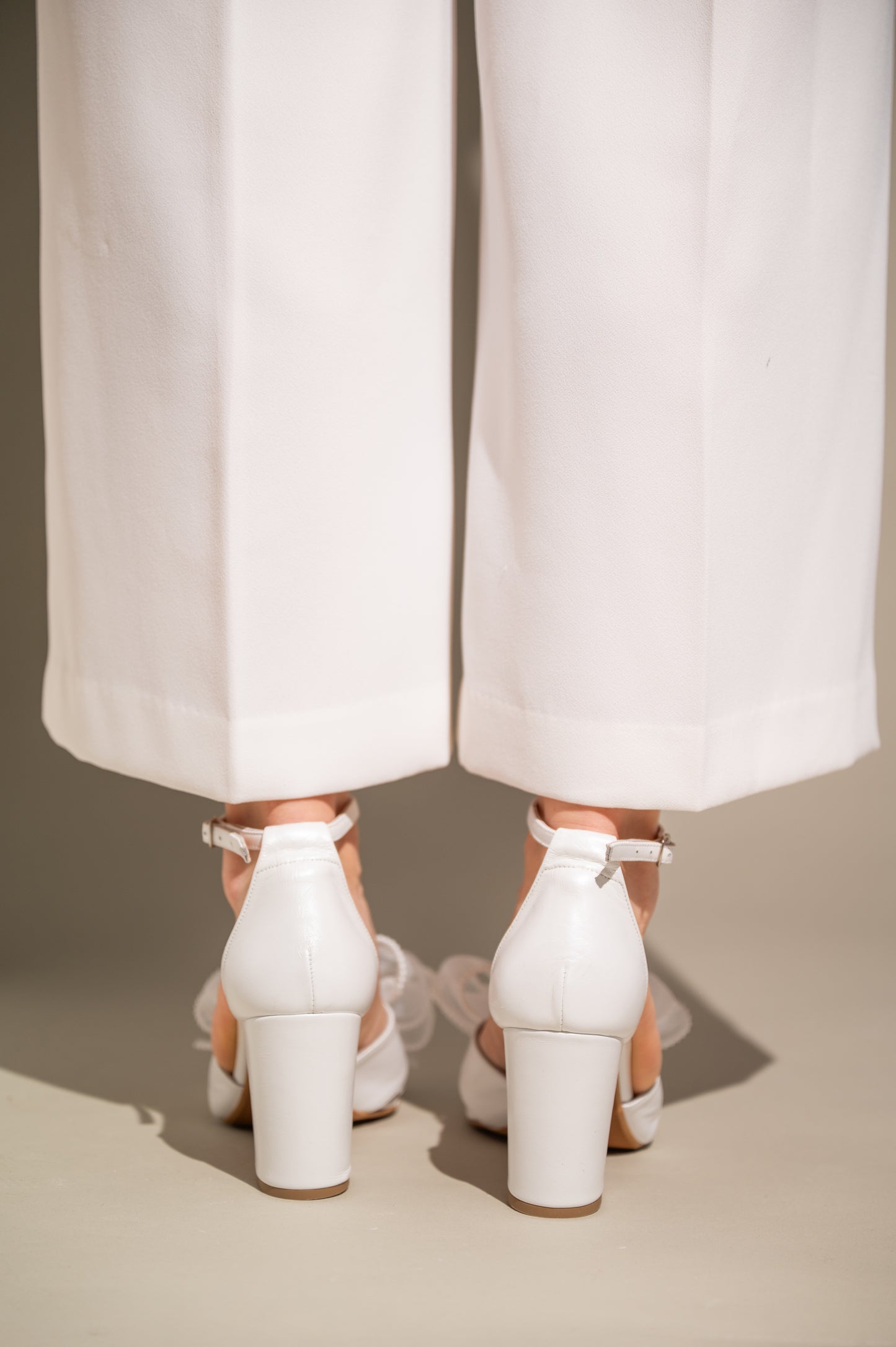 Leather Wedding Shoes with Organza Bow, Whispered Love - PinkyPromiseAccs