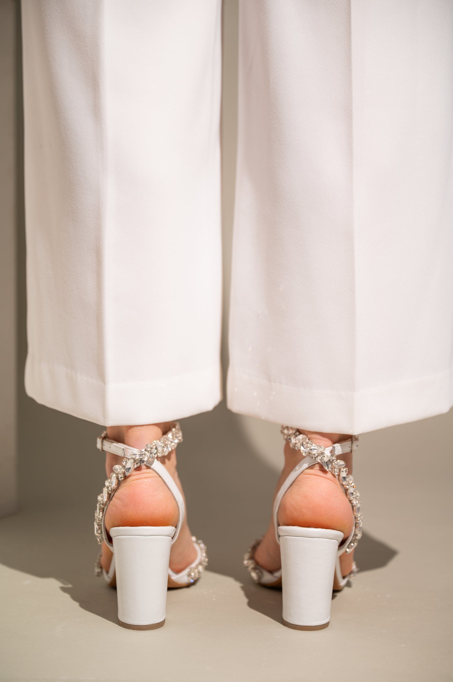 White Leather Wedding Shoes, Dazzling Promise - PinkyPromiseAccs