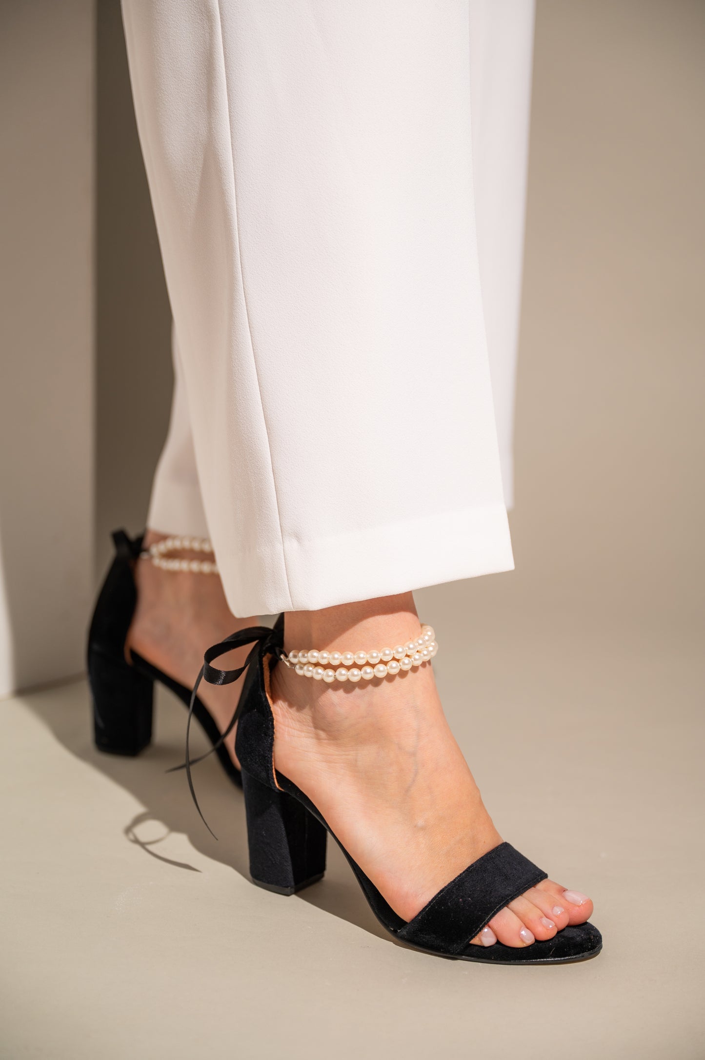Black Velvet Wedding Shoes, Pearls in Velvet - PinkyPromiseAccs