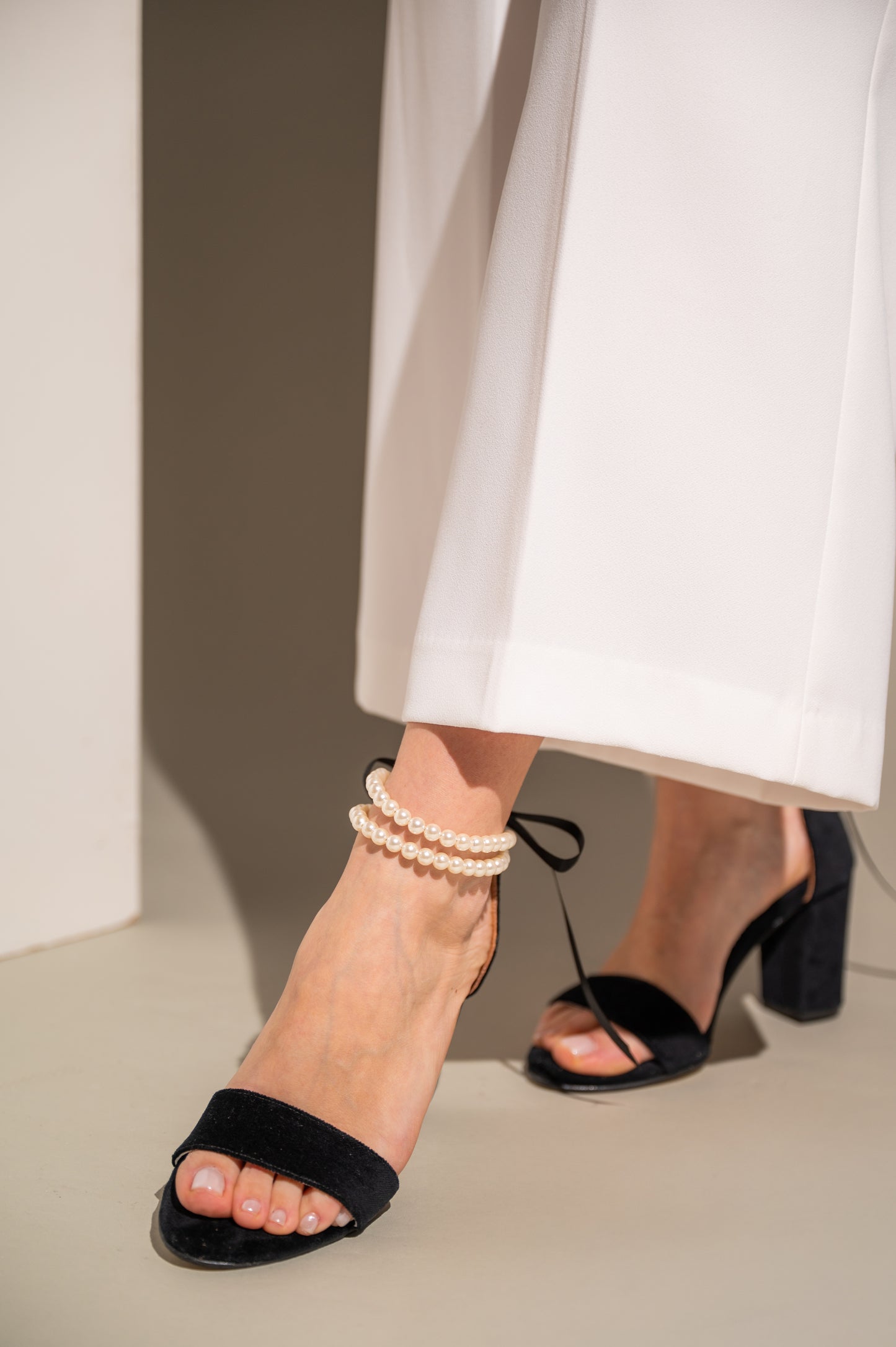 Black Velvet Wedding Shoes, Pearls in Velvet - PinkyPromiseAccs