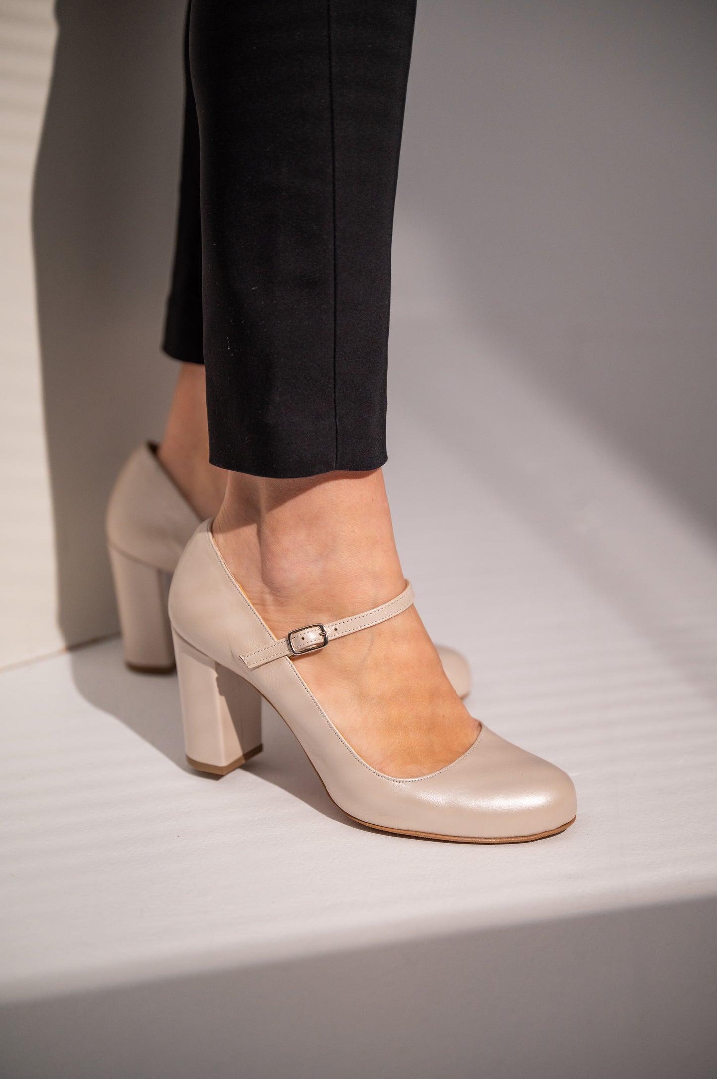 Ivory Leather Bridal Mary Jane Heels, Mathilda - PinkyPromiseAccs