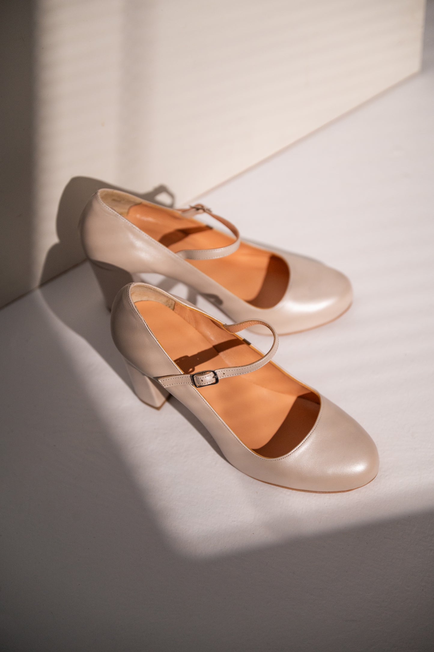 Ivory Leather Bridal Mary Jane Heels, Mathilda - PinkyPromiseAccs