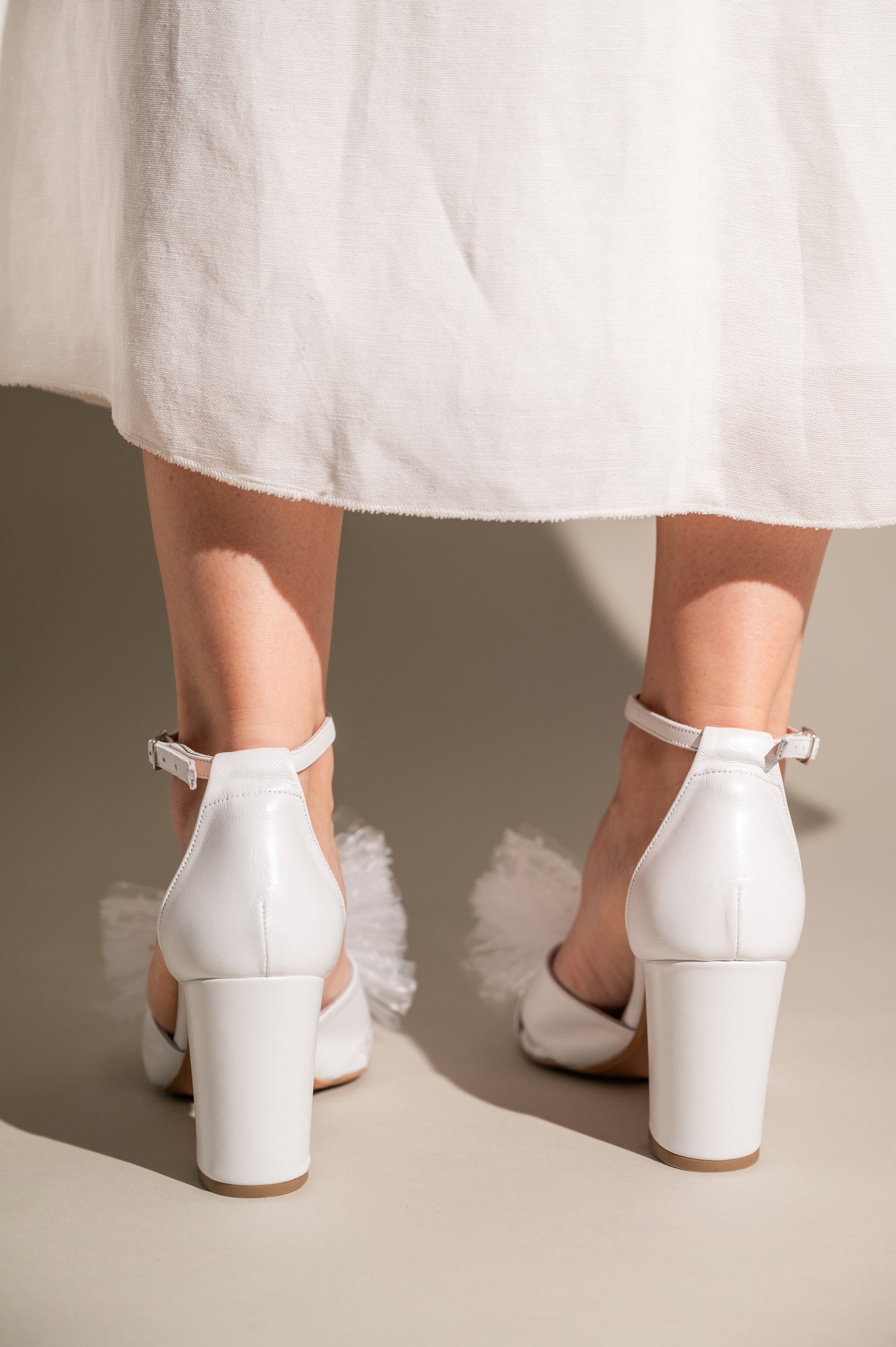 white bridal heels