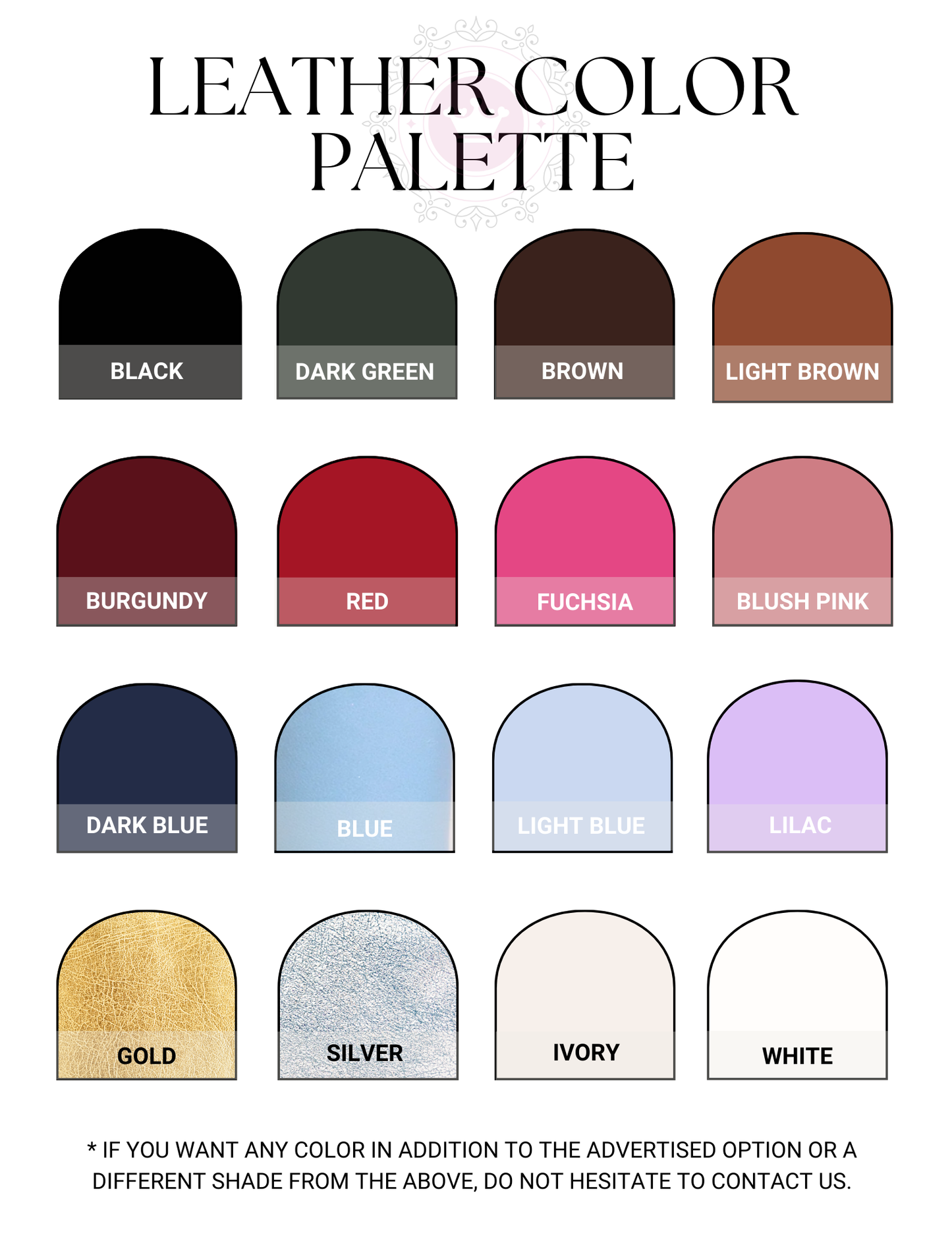 Leather Shoe Color Palette for Custom Orders – PinkyPromiseAccs