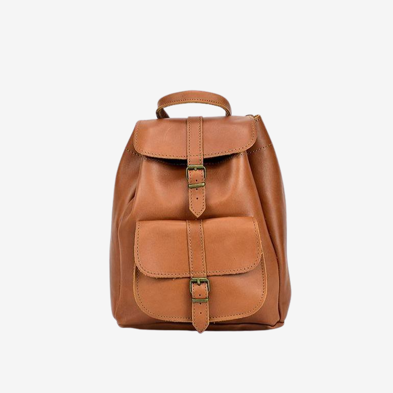 brown leather backpack for women