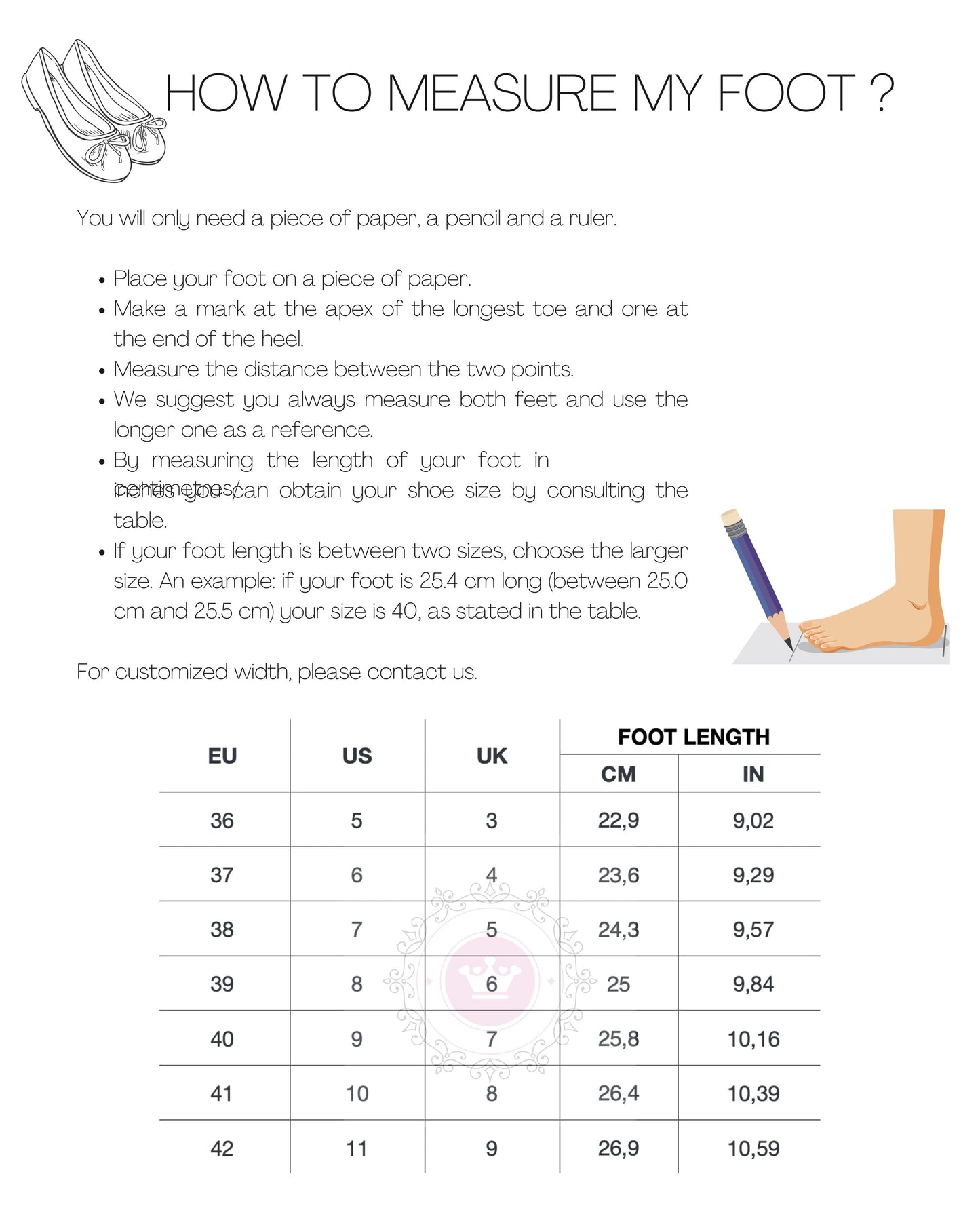 Size Chart (EU, US, UK & Foot Length) - PinkyPromiseAccs