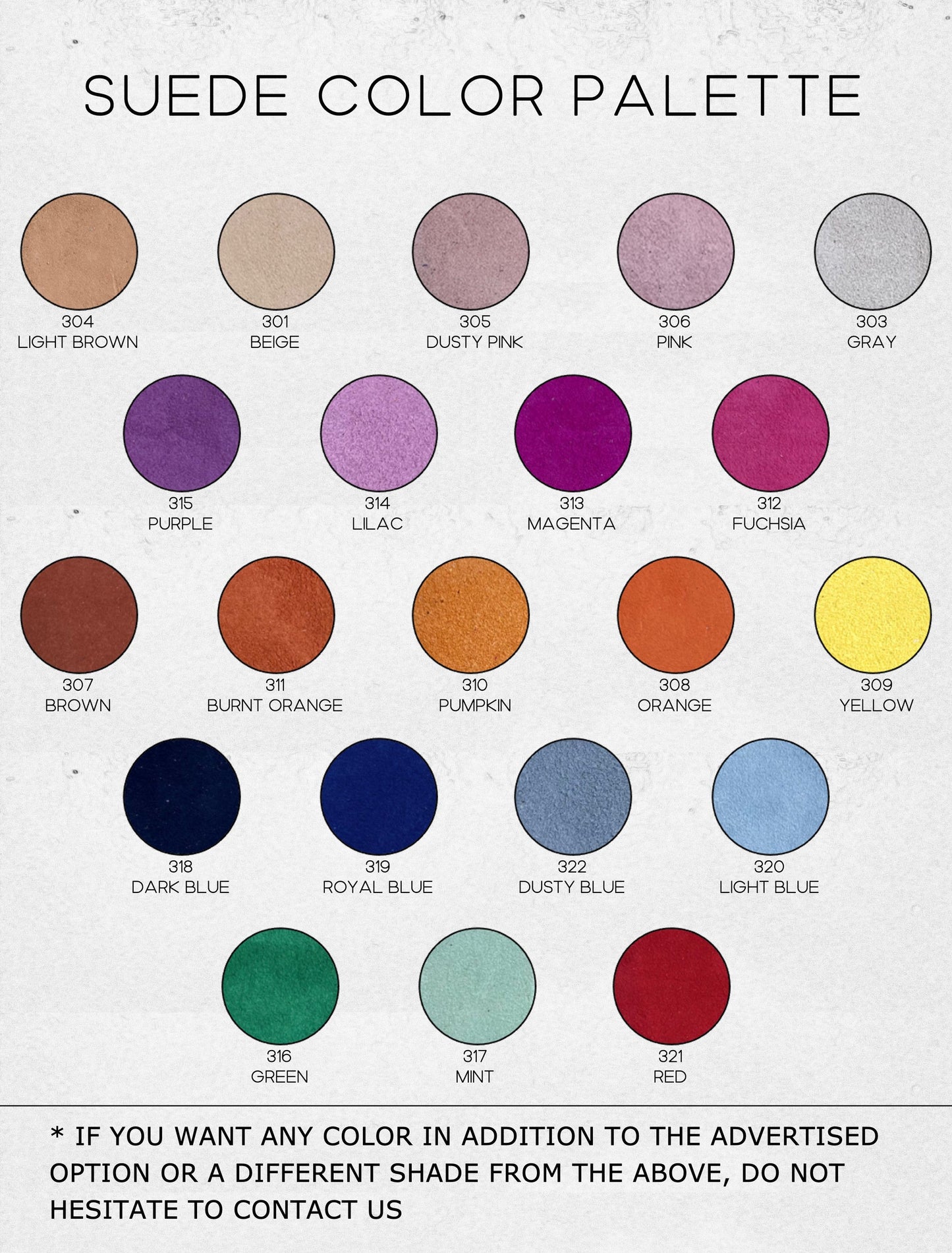 Suede Color Palette – Handmade Shoes Leather Options | PinkyPromiseAccs